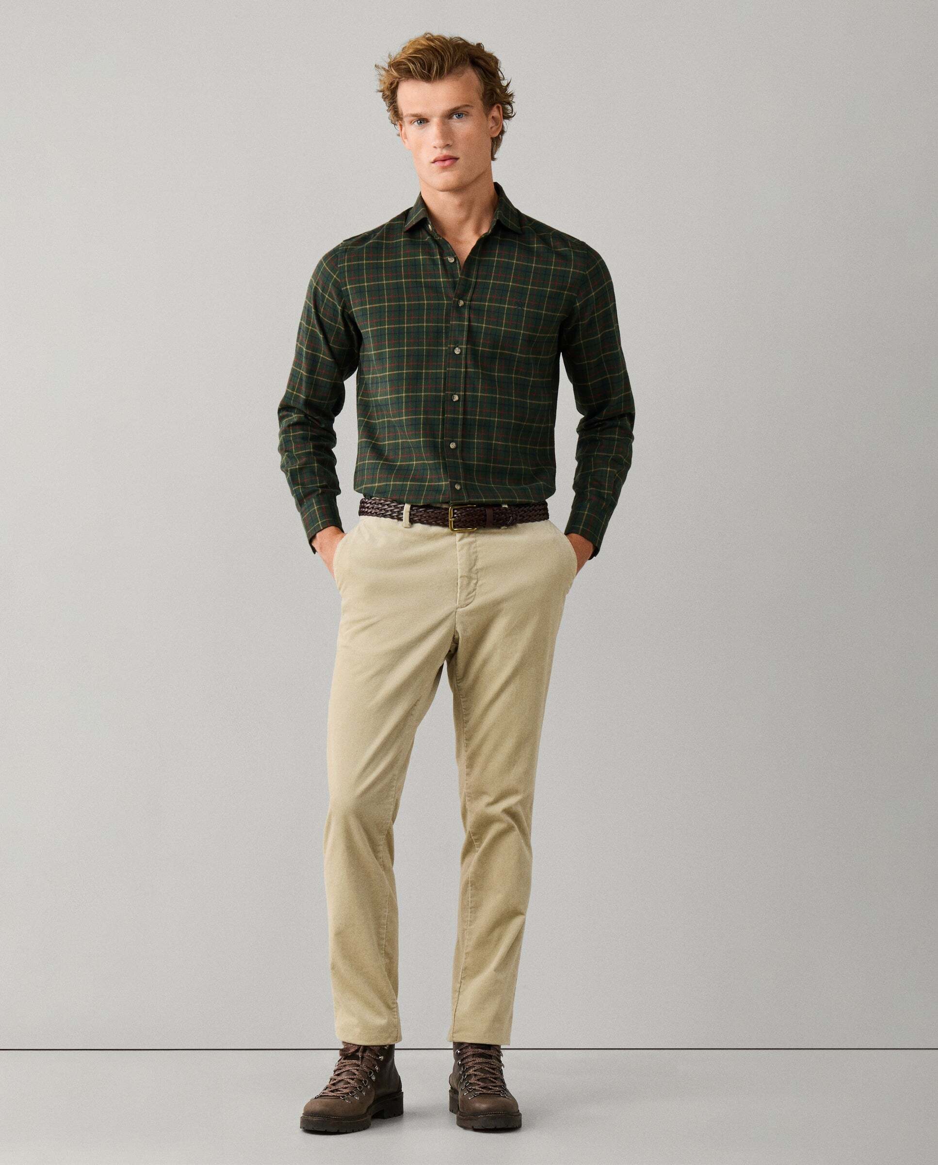 Camisa de hombre tattersall fit tailored - Hackett - Verde Verde-2