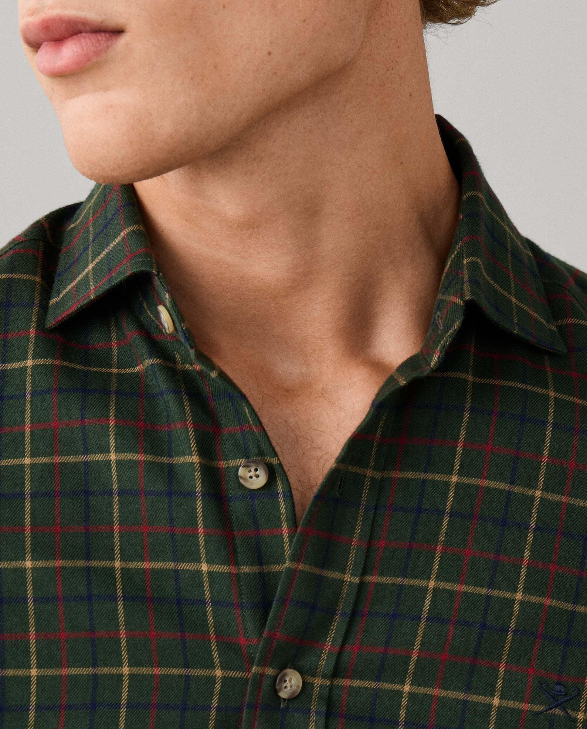 Camisa de hombre tattersall fit tailored - Hackett - Verde Verde-4