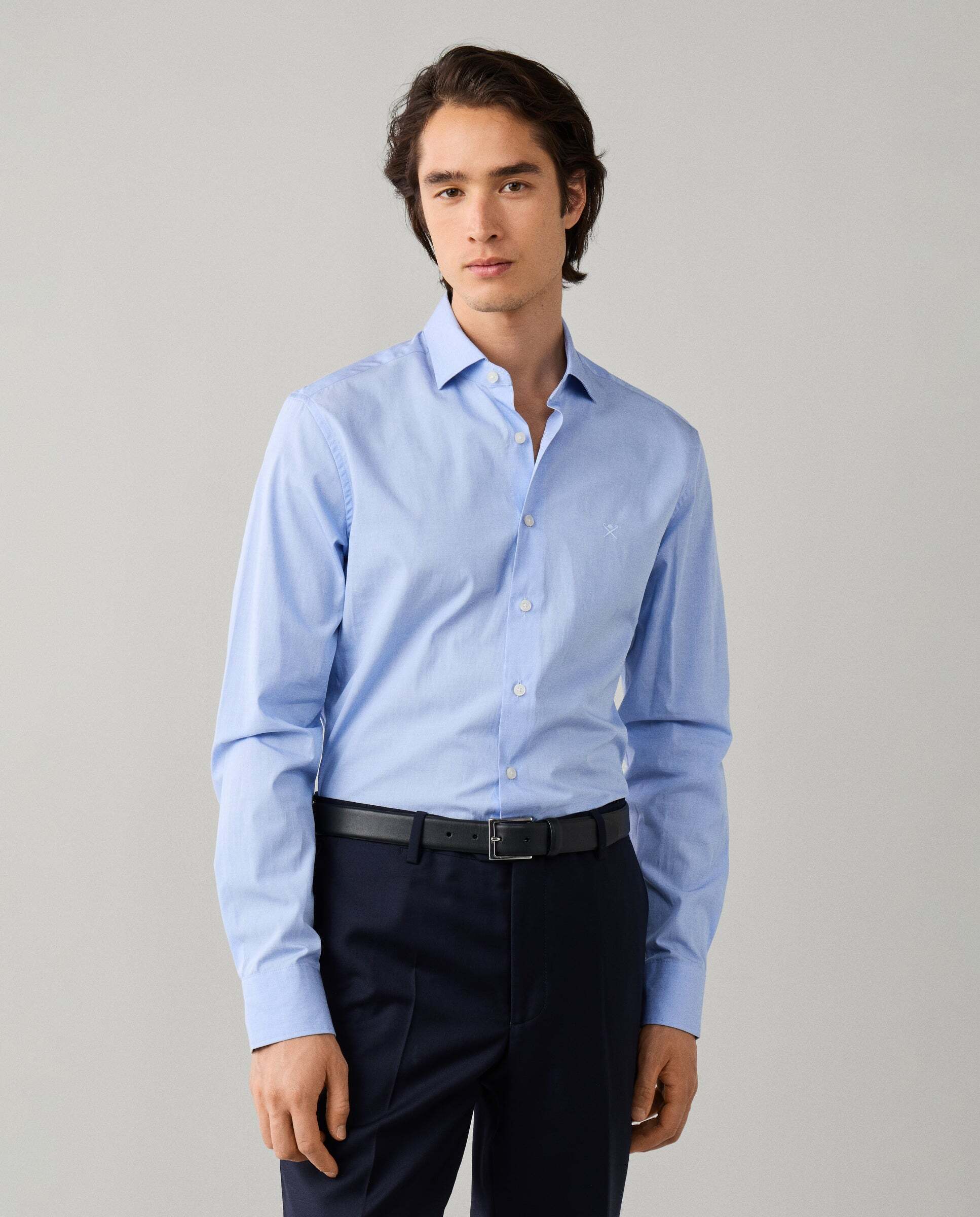 Camisa de hombre city lisa end-on-end fit tailored - Hackett - Azul Azul-1
