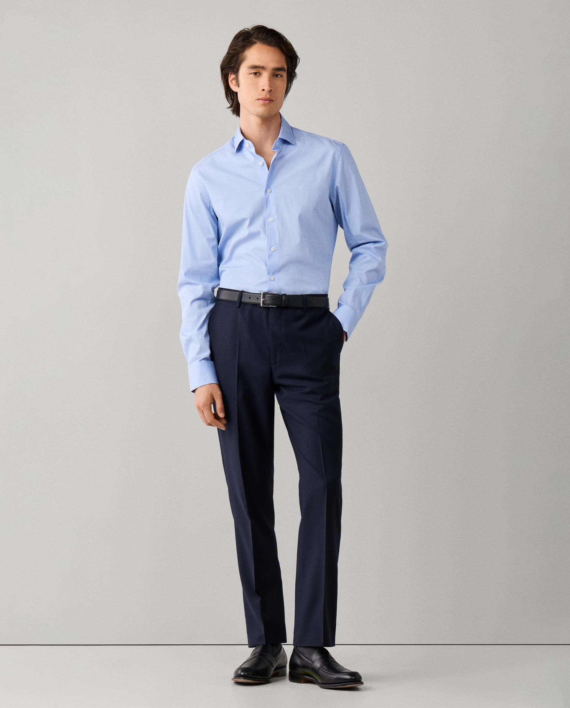 Camisa de hombre city lisa end-on-end fit tailored - Hackett - Azul Azul-2