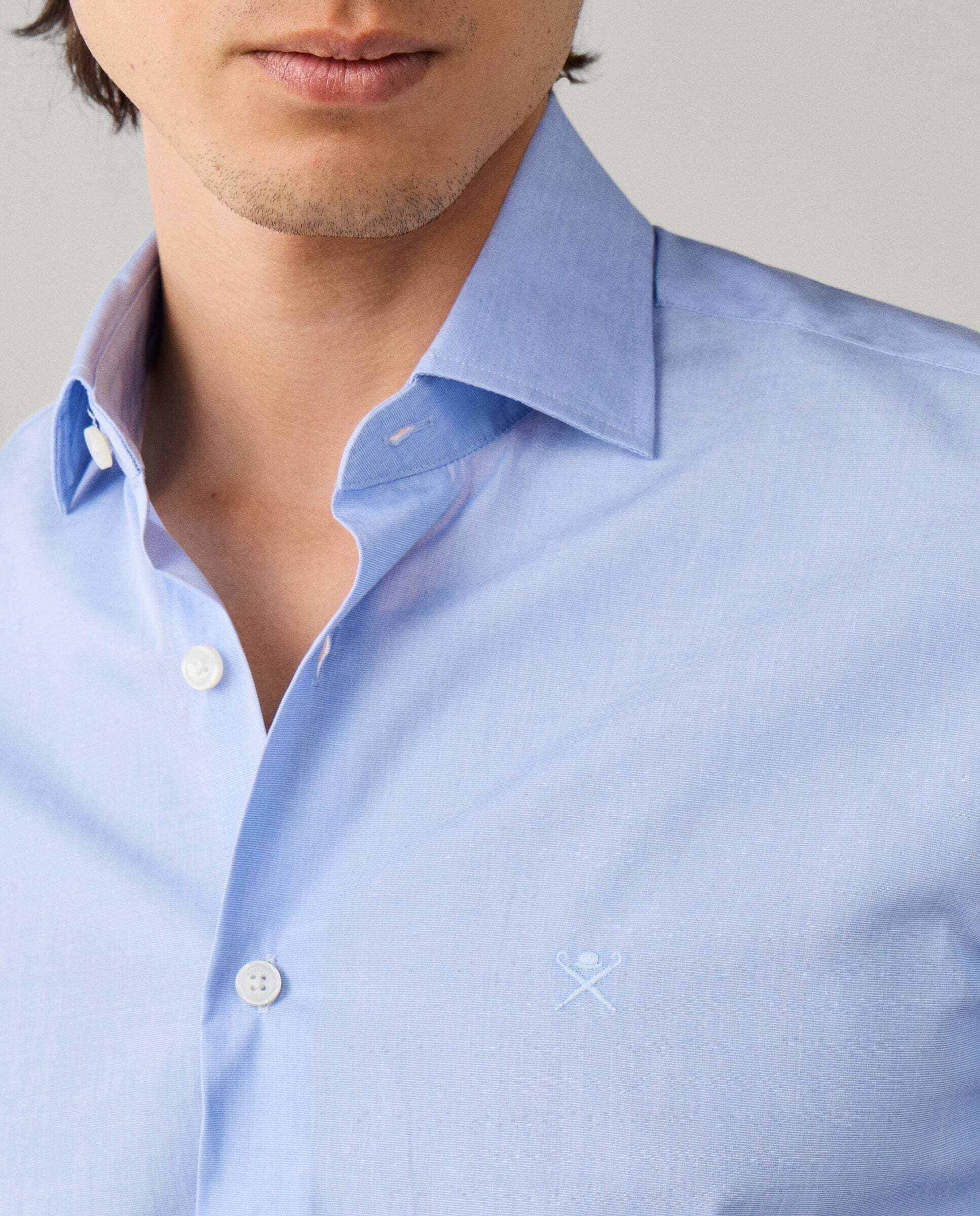 Camisa de hombre city lisa end-on-end fit tailored - Hackett - Azul Azul-4