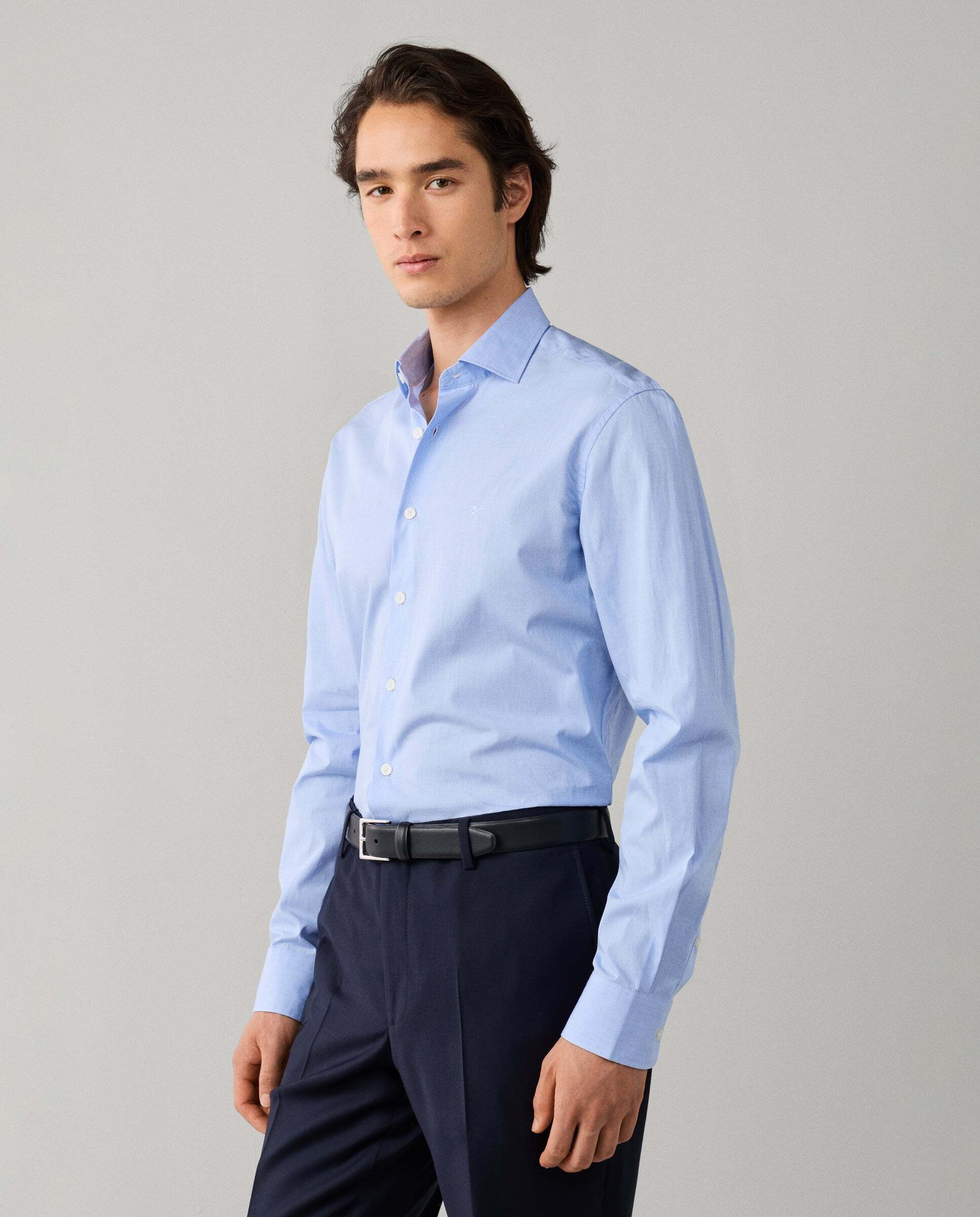 Camisa de hombre city lisa end-on-end fit tailored - Hackett - Azul Azul-6