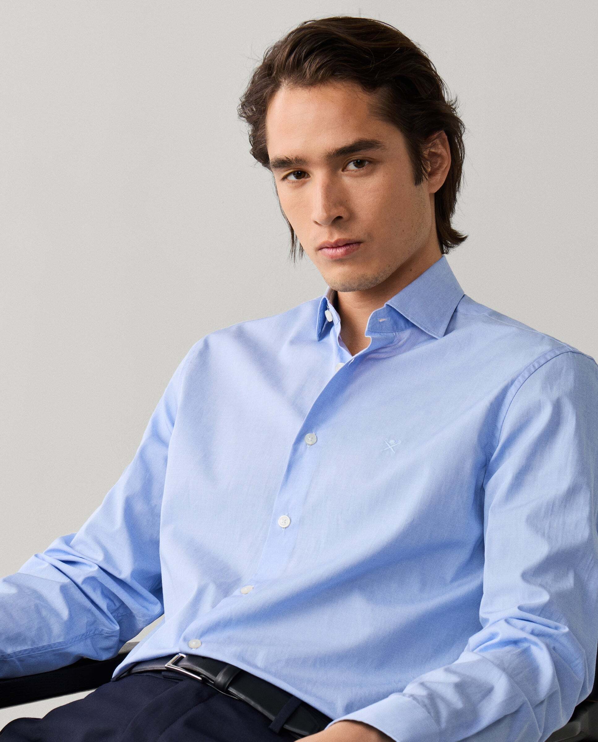 Camisa de hombre city lisa end-on-end fit tailored - Hackett - Azul Azul-7