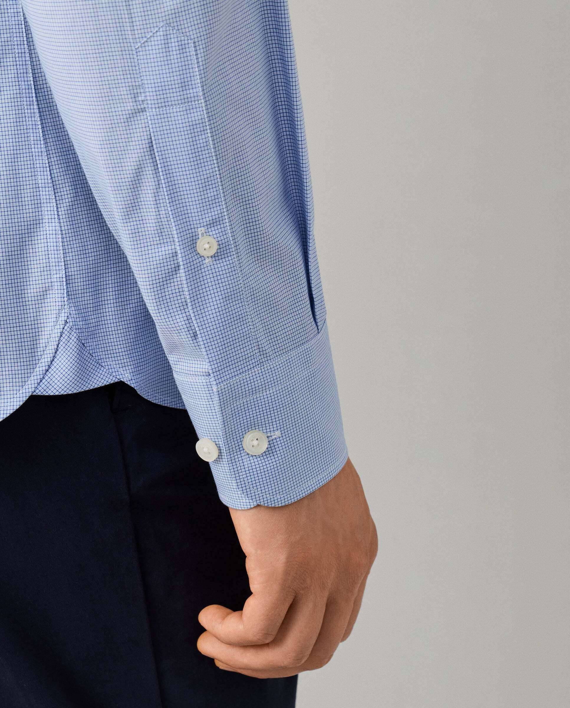 Camisa de hombre cuadros vichy con rayas fit clásico - Hackett - Azul Azul-5