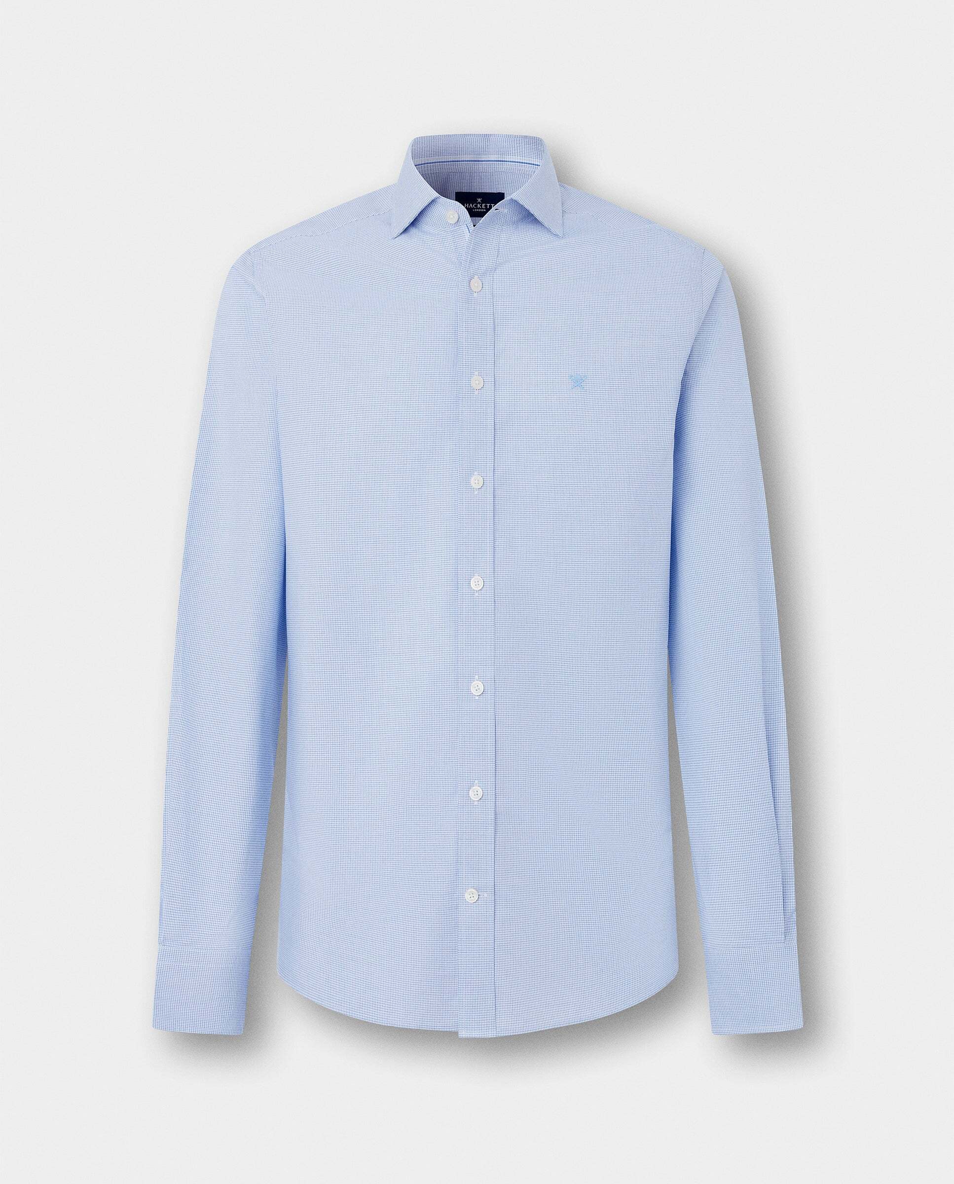 Camisa de hombre cuadros vichy con rayas fit clásico - Hackett - Azul Azul-7