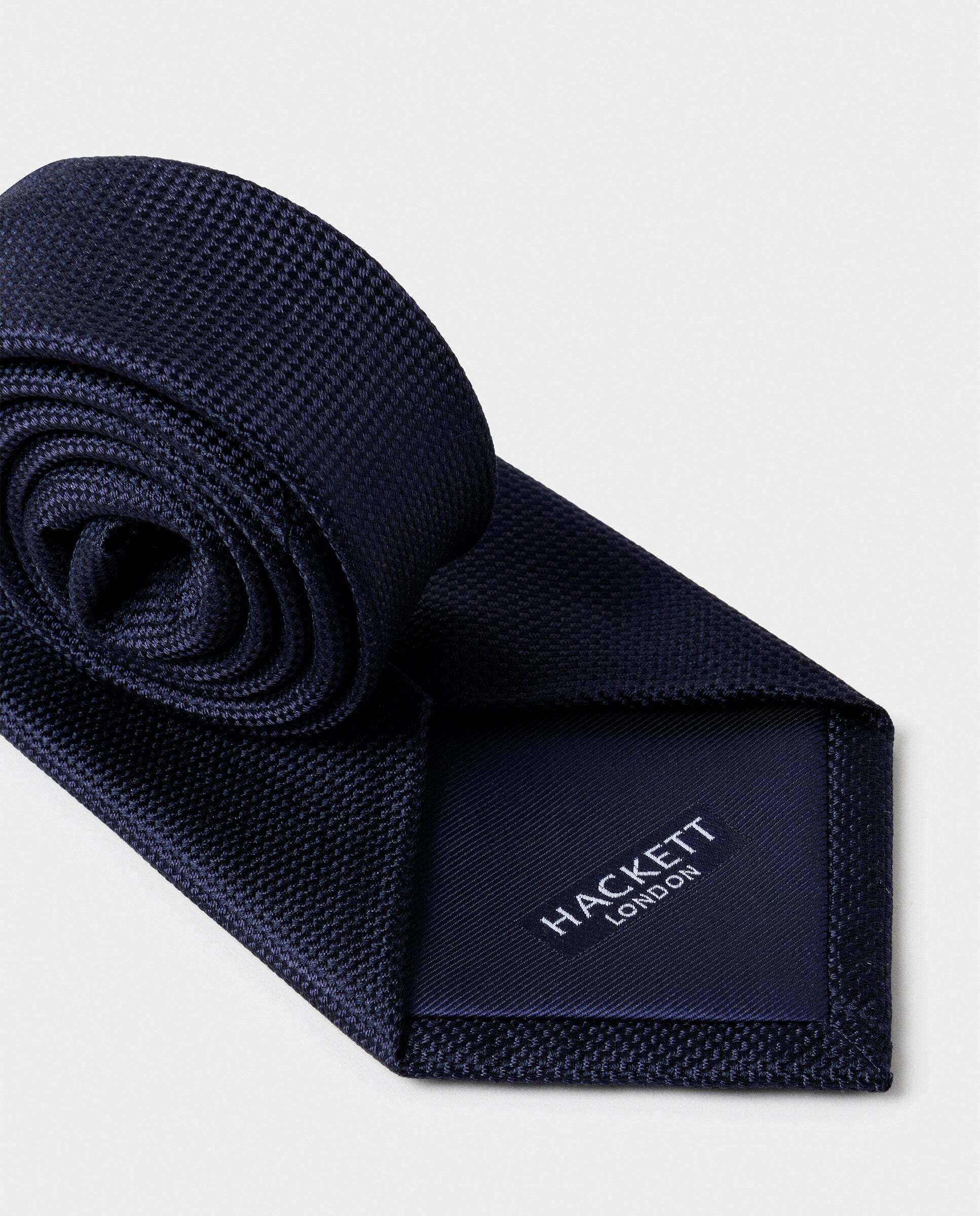 Imagen 3 de Corbata de seda con textura - Hackett - Azul marino Azul marino