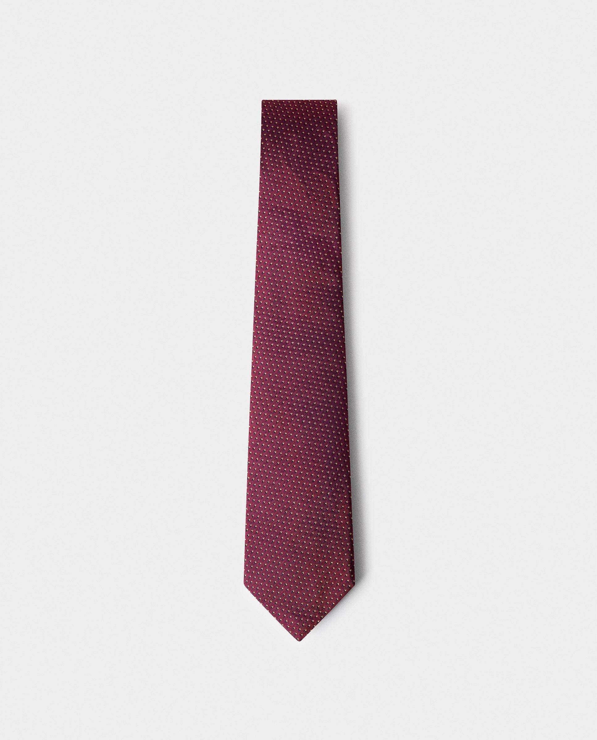 Corbata de hombre de seda lunares bicolor - Hackett - hecha en italia - Burdeos Burdeos-1