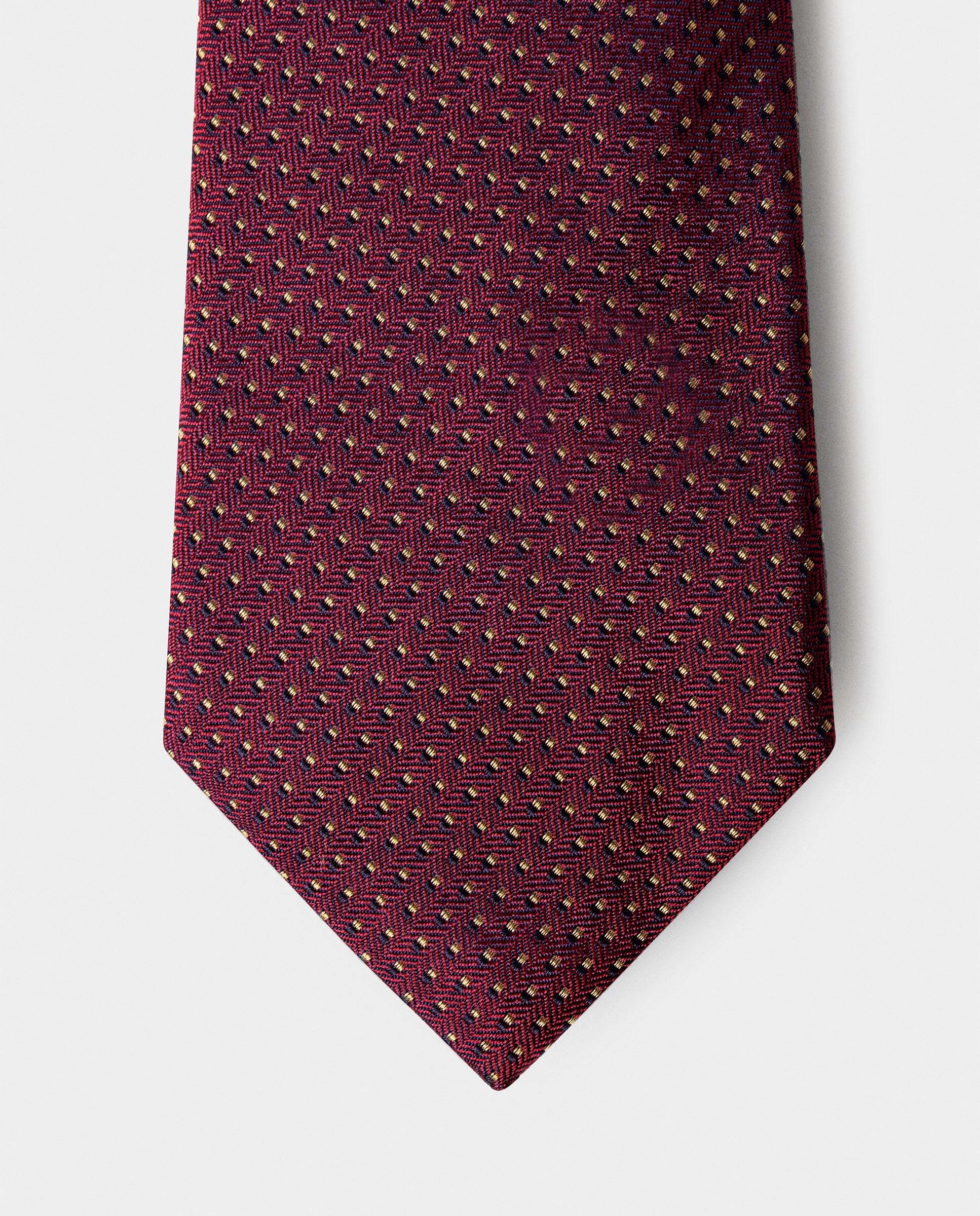 Corbata de hombre de seda lunares bicolor - Hackett - hecha en italia - Burdeos Burdeos-2