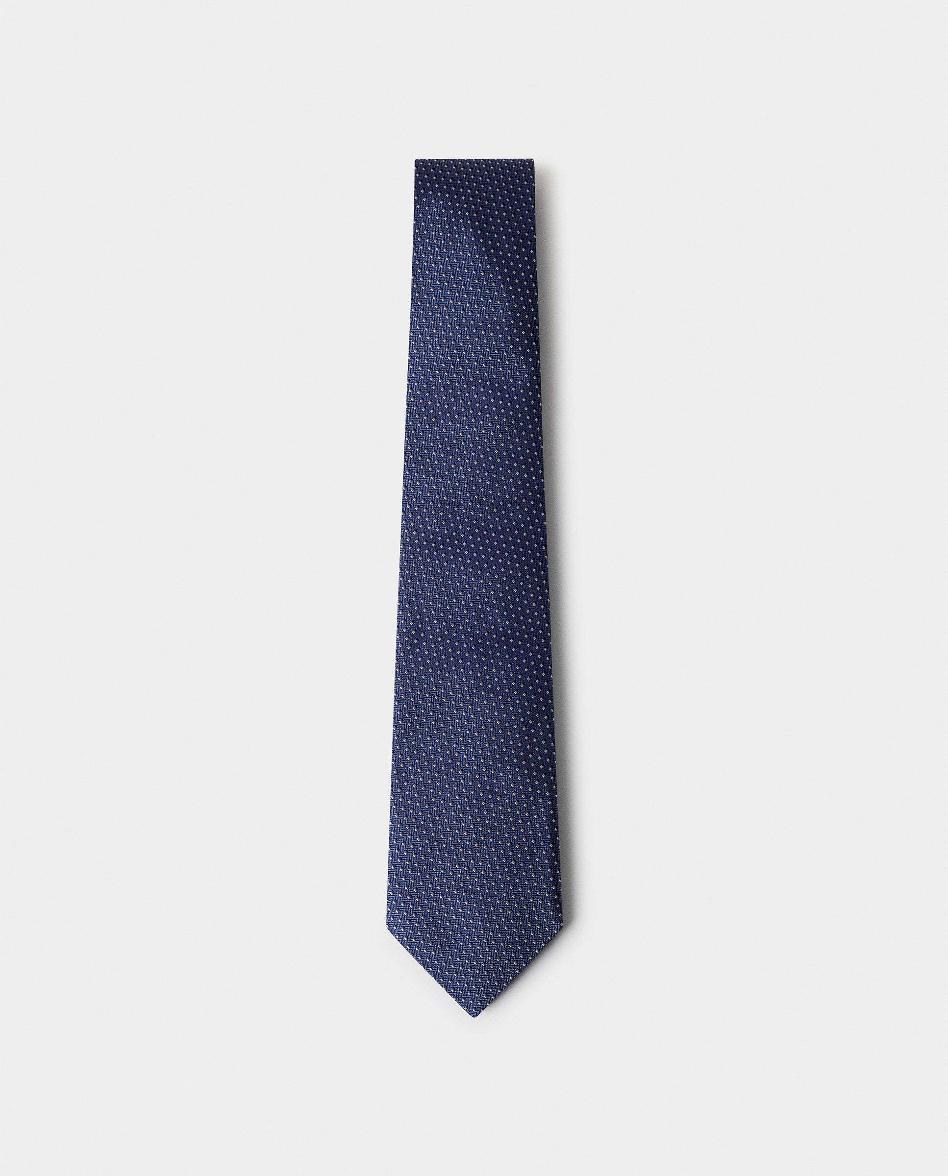 Corbata de hombre de seda lunares bicolor - Hackett - hecha en italia - Azul oscuro Azul oscuro-1