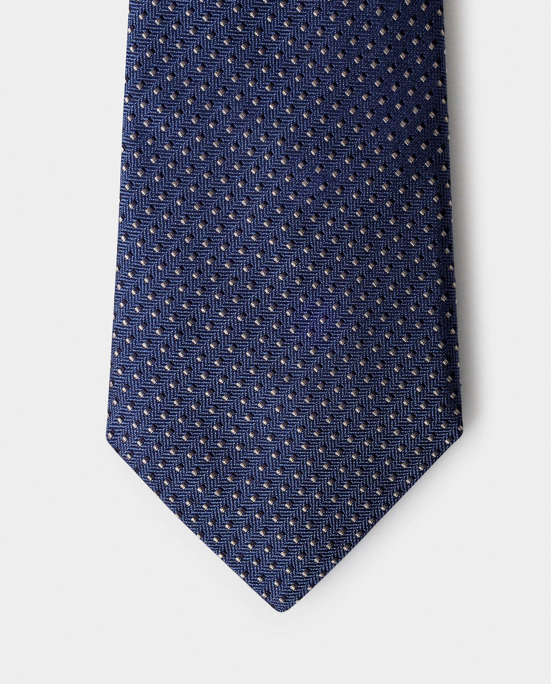Corbata de hombre de seda lunares bicolor - Hackett - hecha en italia - Azul oscuro Azul oscuro-4