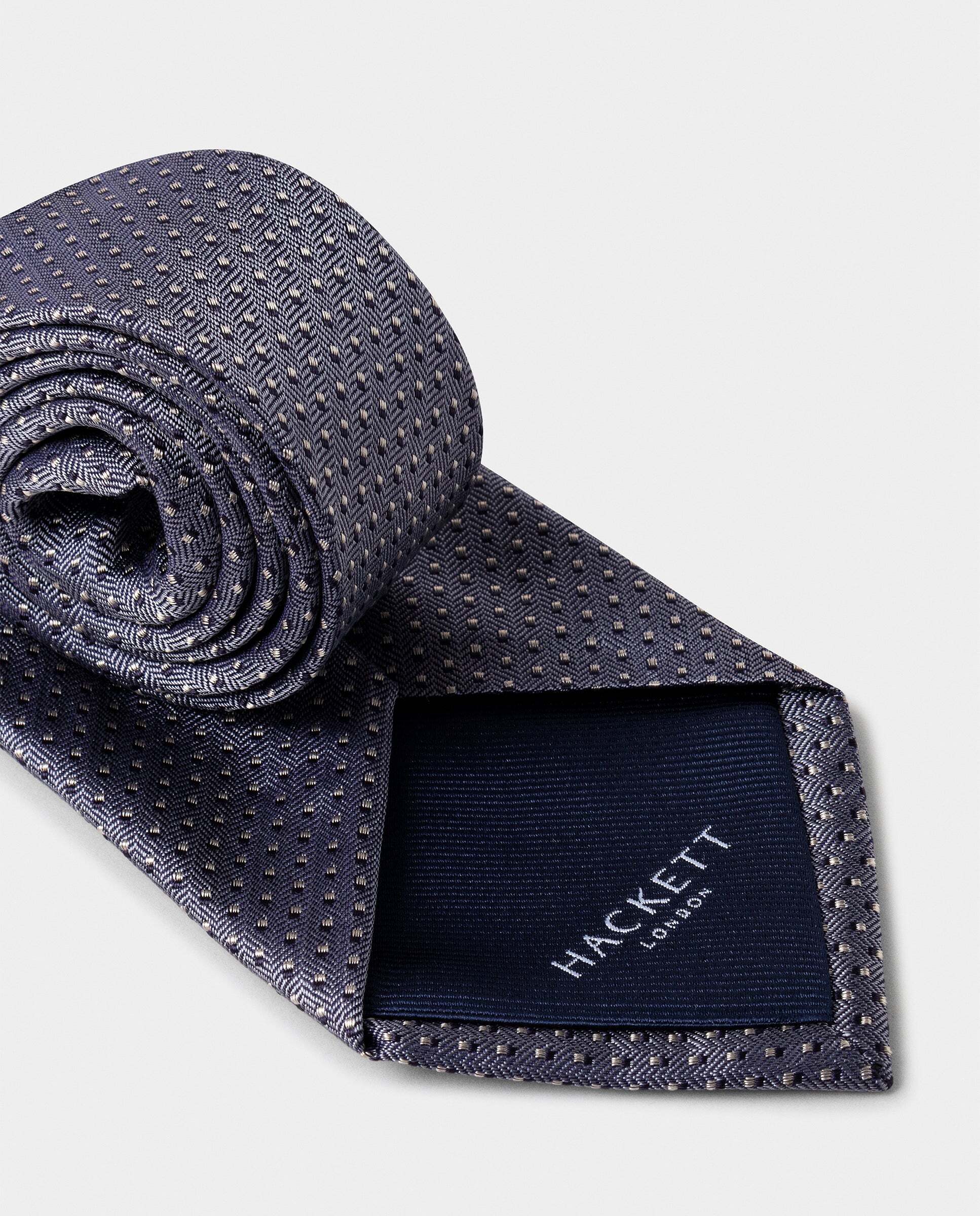 Corbata de hombre de seda lunares bicolor - Hackett - hecha en italia - Gris Gris-3