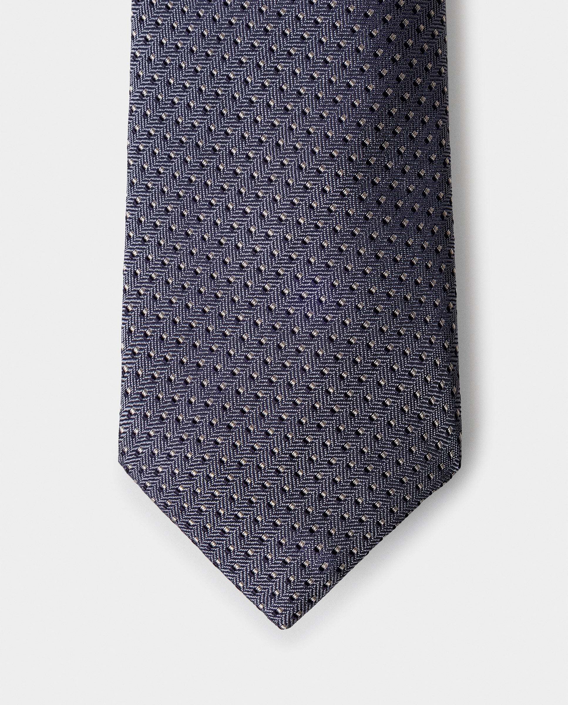 Corbata de hombre de seda lunares bicolor - Hackett - hecha en italia - Gris Gris-4