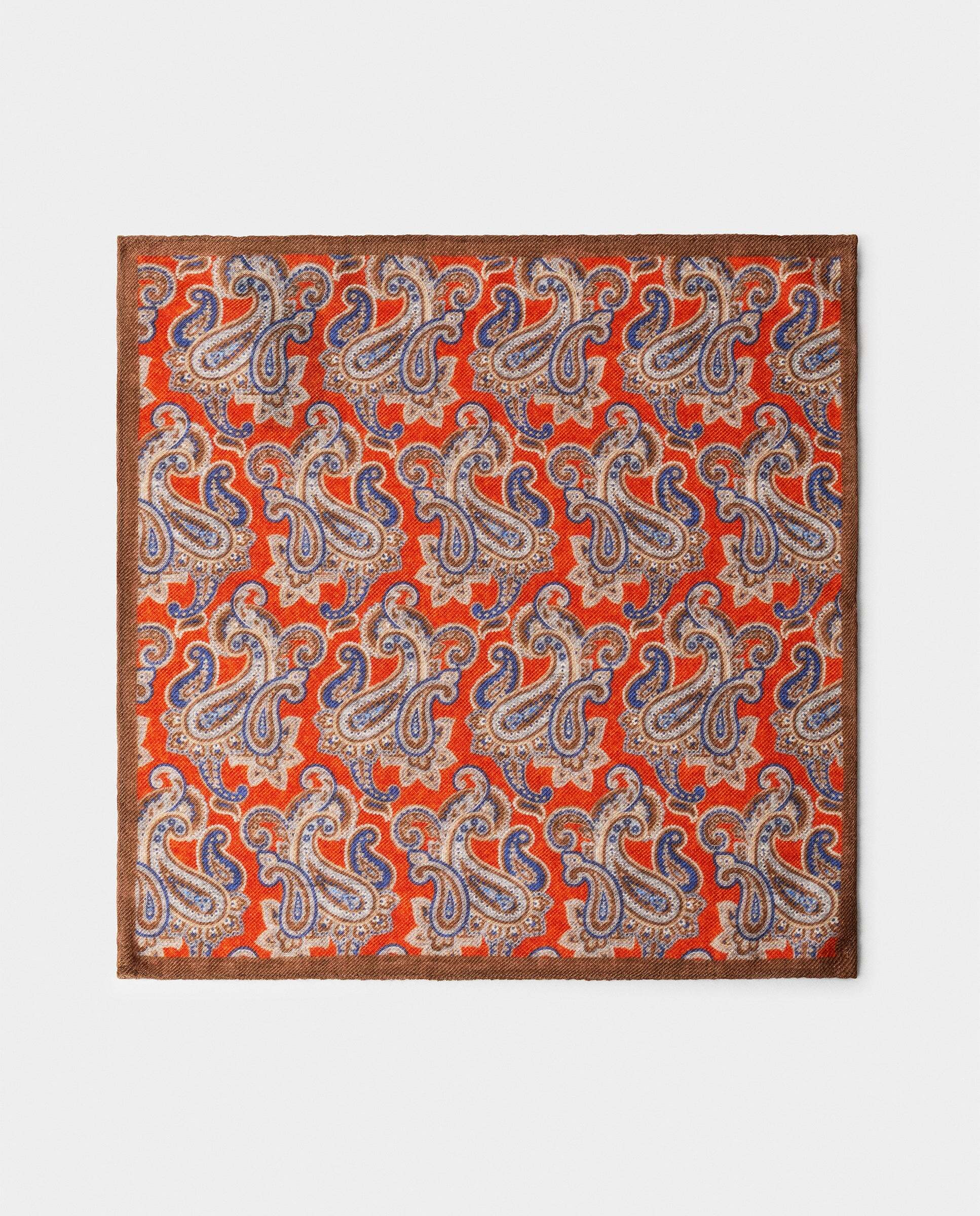 Bufanda de hombre de lana paisley - Hackett - Naranja Naranja-2