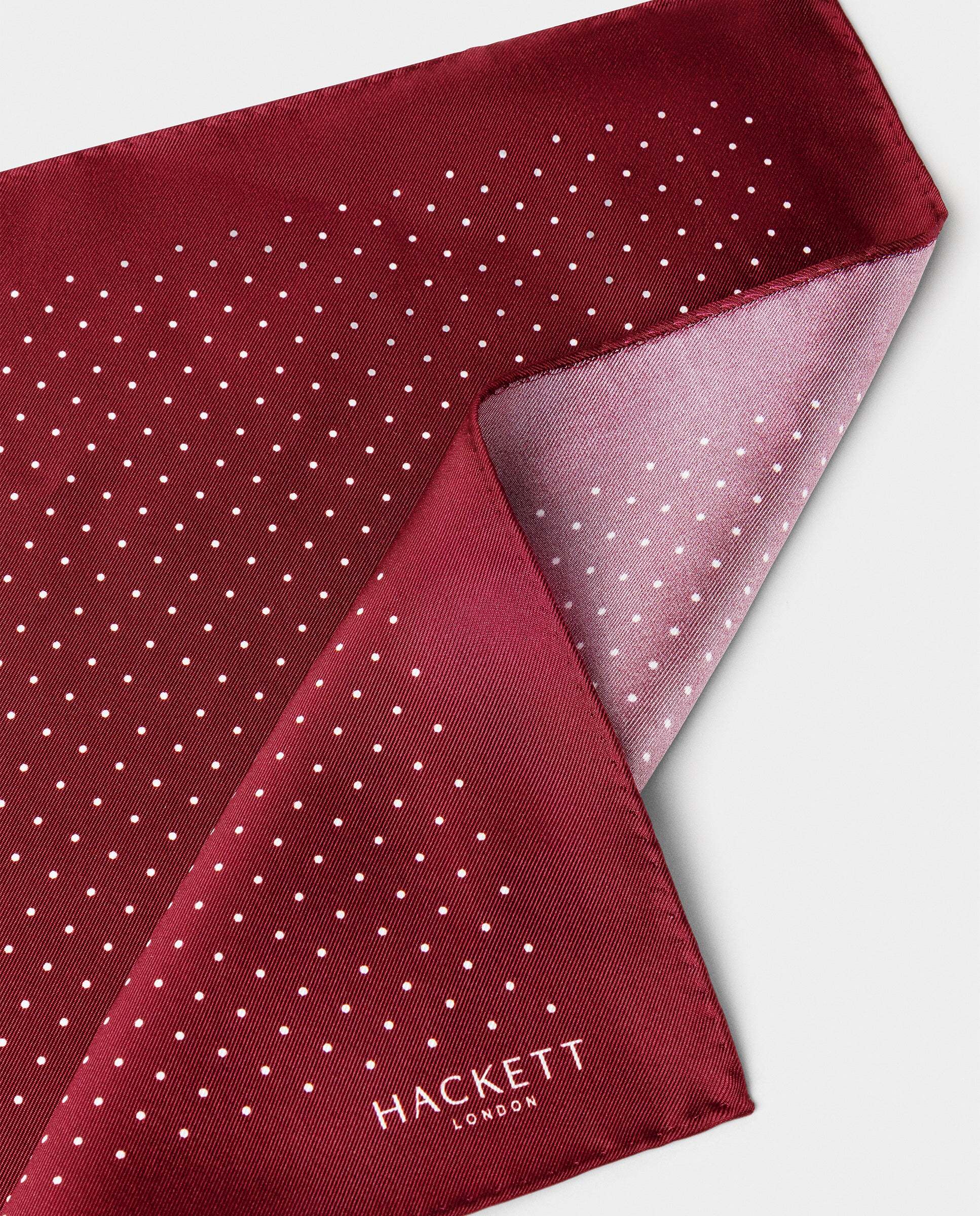 Bufanda de hombre de seda con mini lunares - Hackett - Burdeos Burdeos-3
