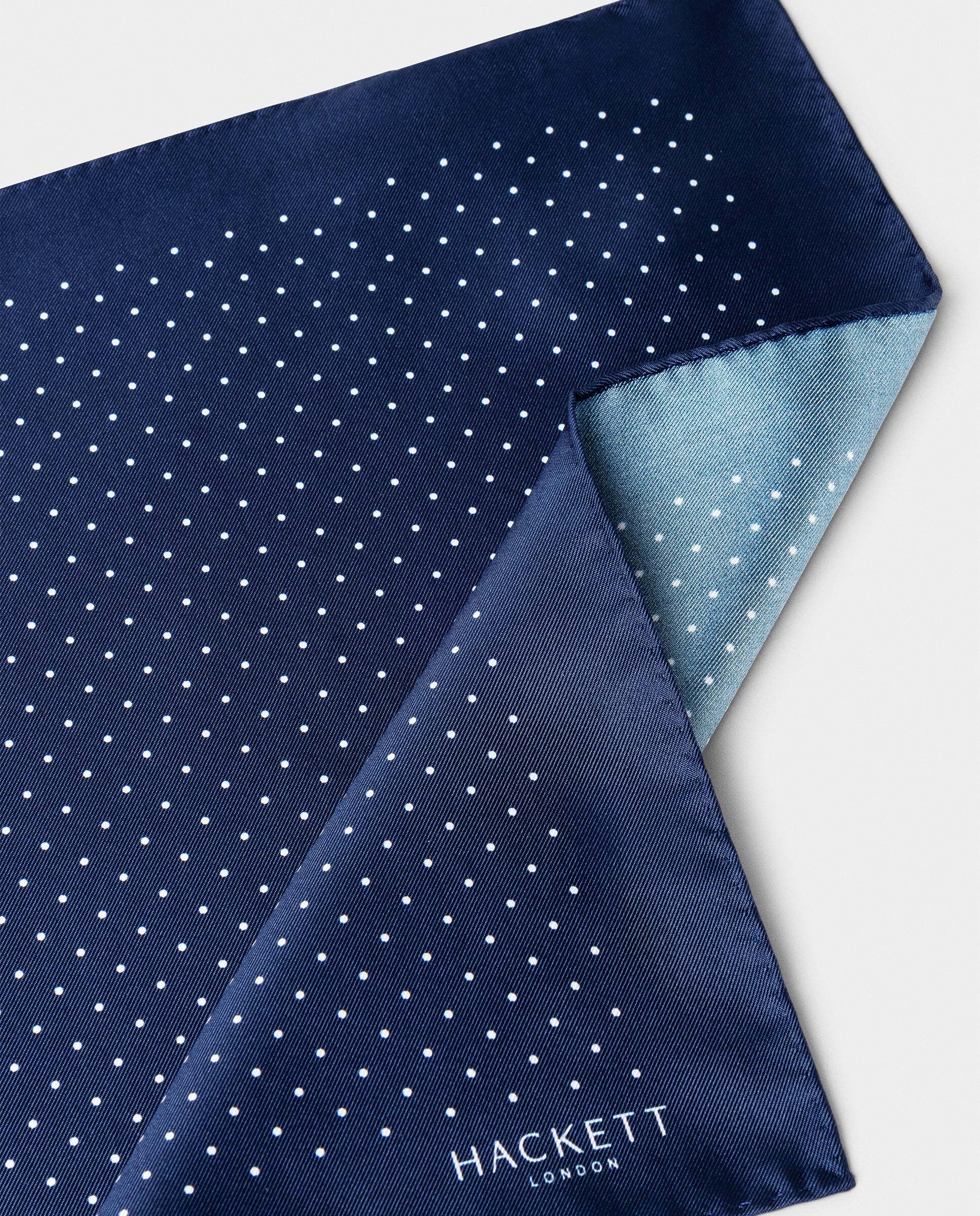 Bufanda de hombre de seda con mini lunares - Hackett - Azul marino Azul marino-3