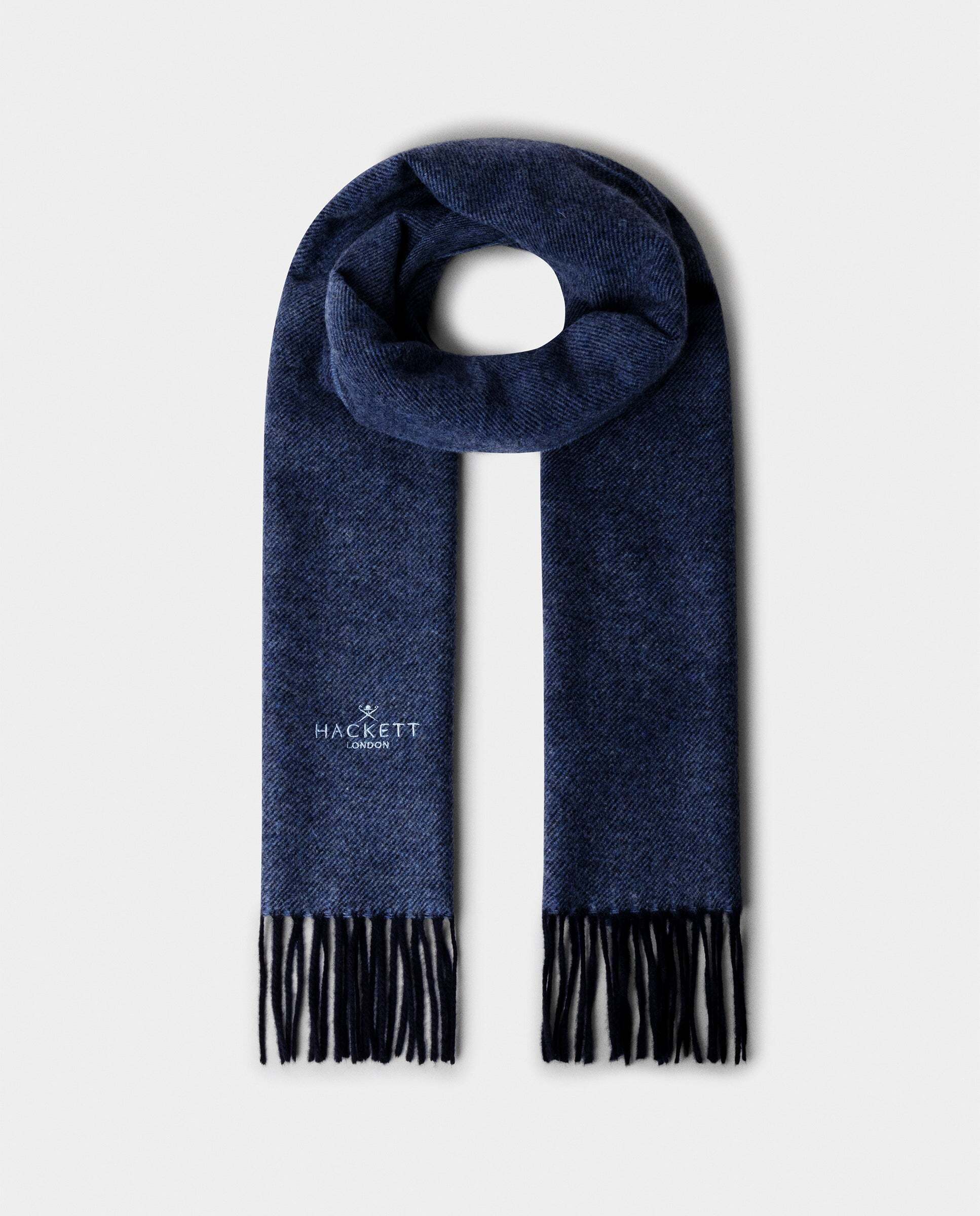 Imagen 1 de Bufanda de hombre de lana-cashmere en sarga - Hackett - hecha en italia - Azul marino Azul marino