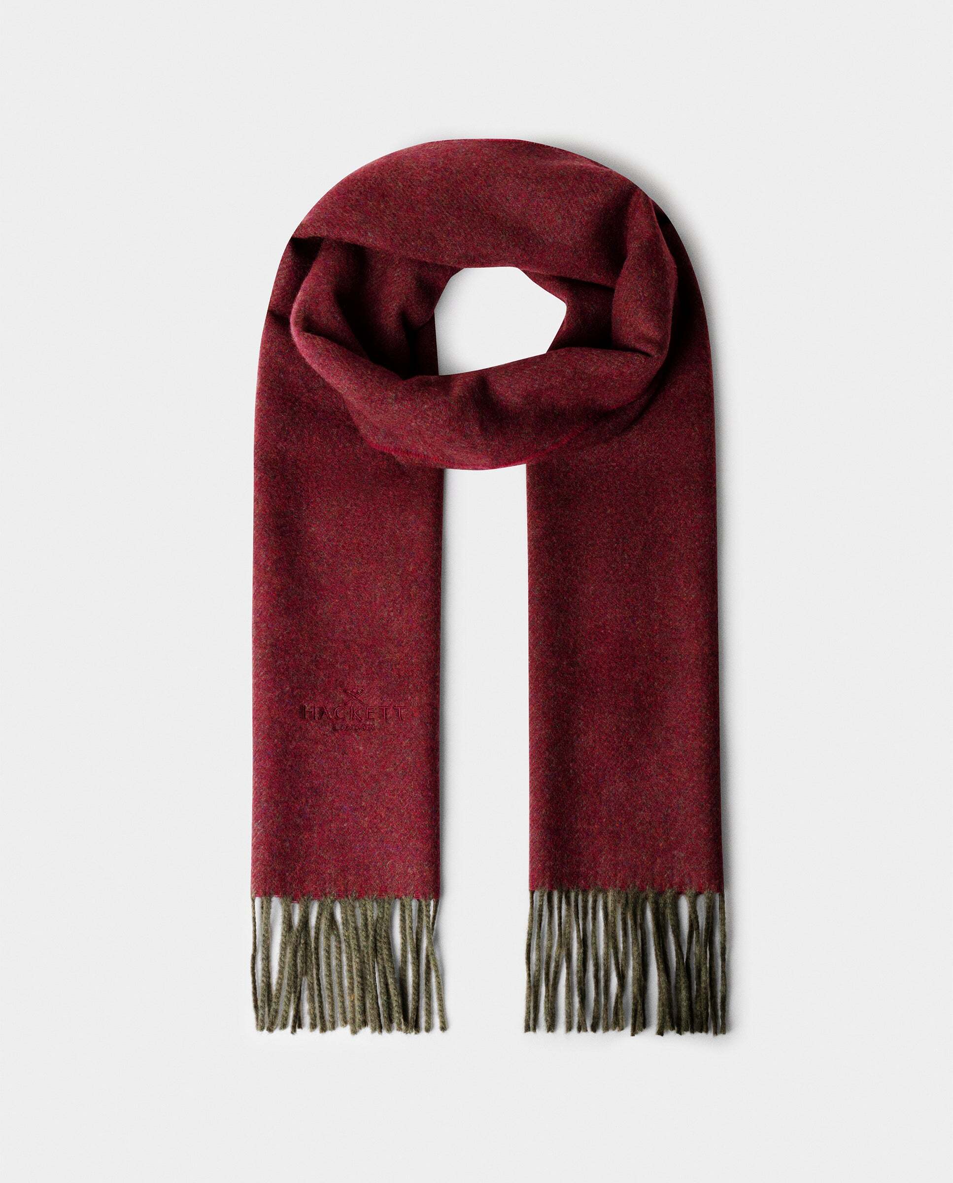 Imagen 1 de Bufanda de hombre de lana-cashmere en sarga - Hackett - hecha en italia - Verde Verde