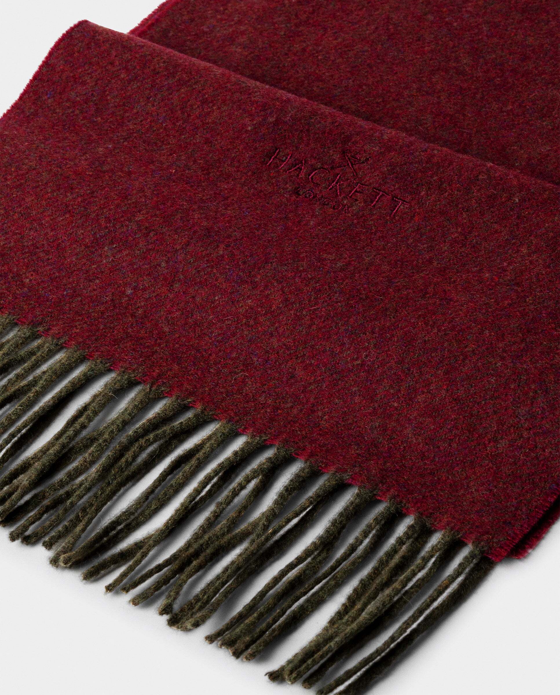 Imagen 2 de Bufanda de hombre de lana-cashmere en sarga - Hackett - hecha en italia - Verde Verde