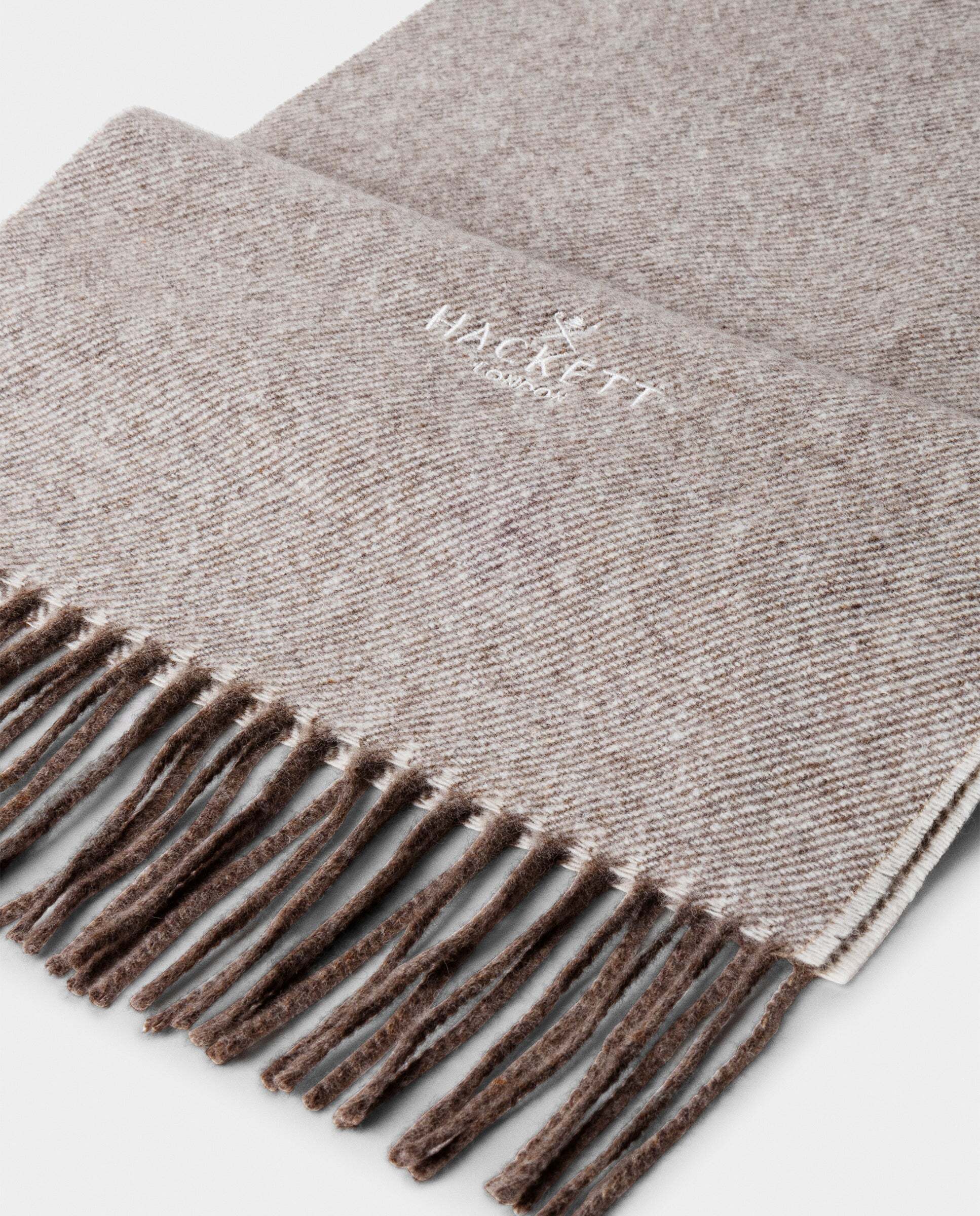 Imagen 2 de Bufanda de hombre de lana-cashmere en sarga - Hackett - hecha en italia - Beige Beige