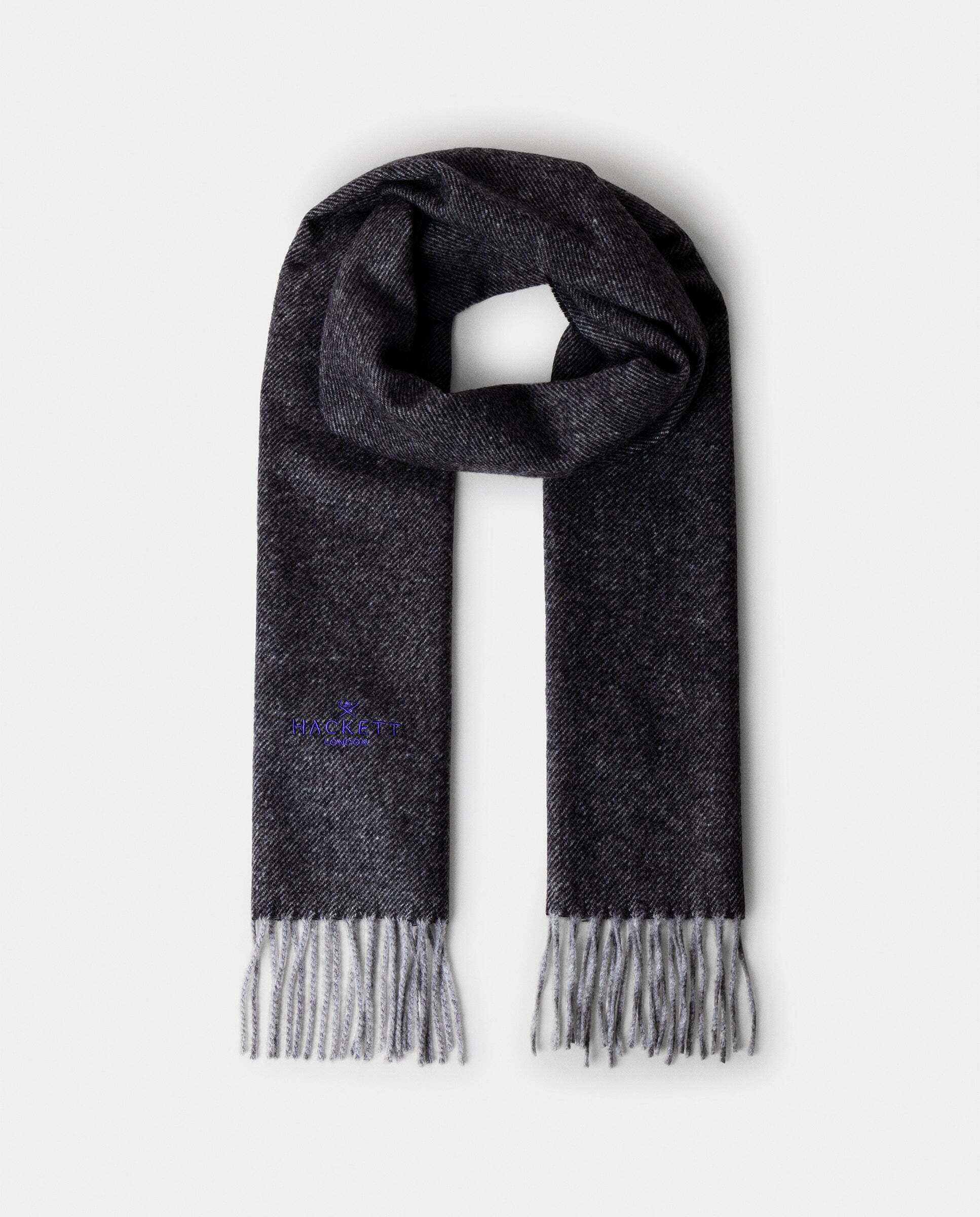 Imagen 1 de Bufanda de hombre de lana-cashmere en sarga - Hackett - hecha en italia - Gris Gris