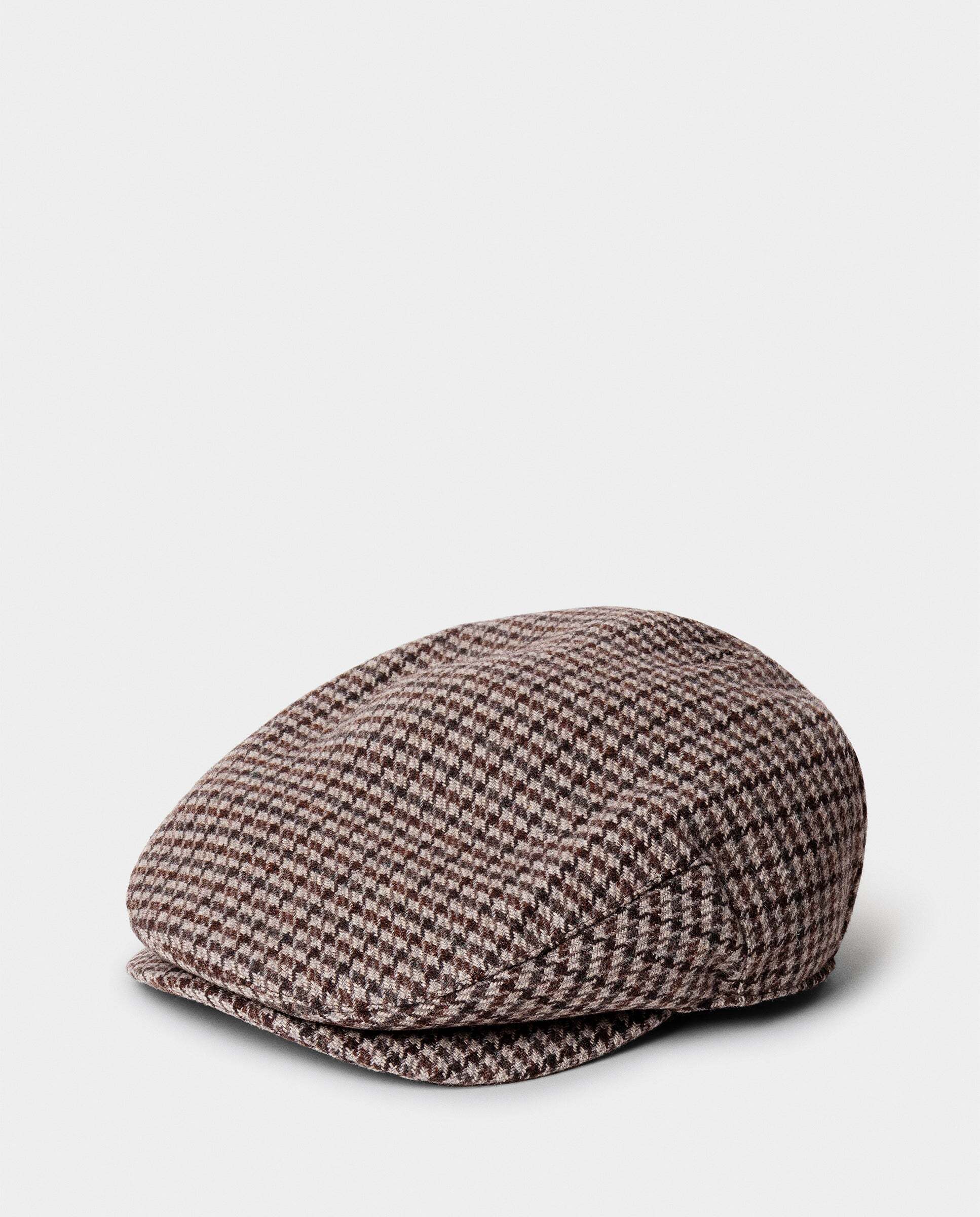 Imagen 0 de Sombrero de hombre inglés mezcla de lana con diseño pata de gallo Beige