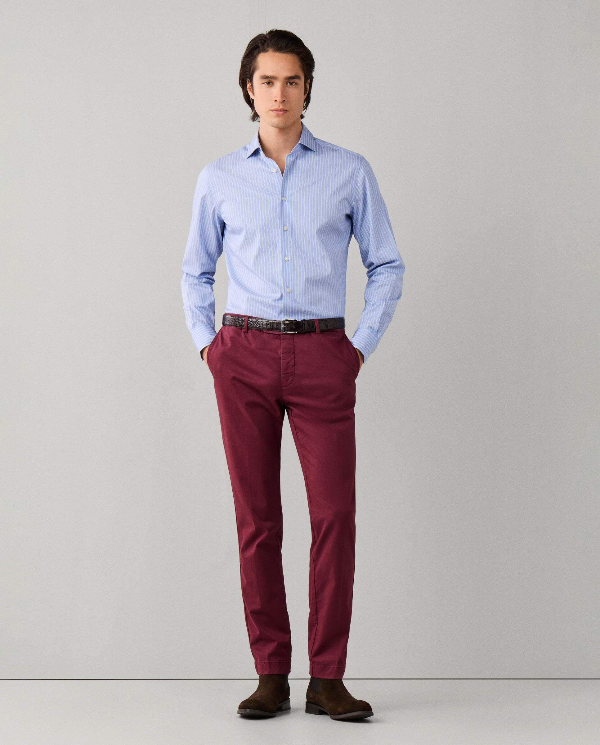 Chino kensington algodón elástico fit slim - Hackett - Rojo Rojo-1