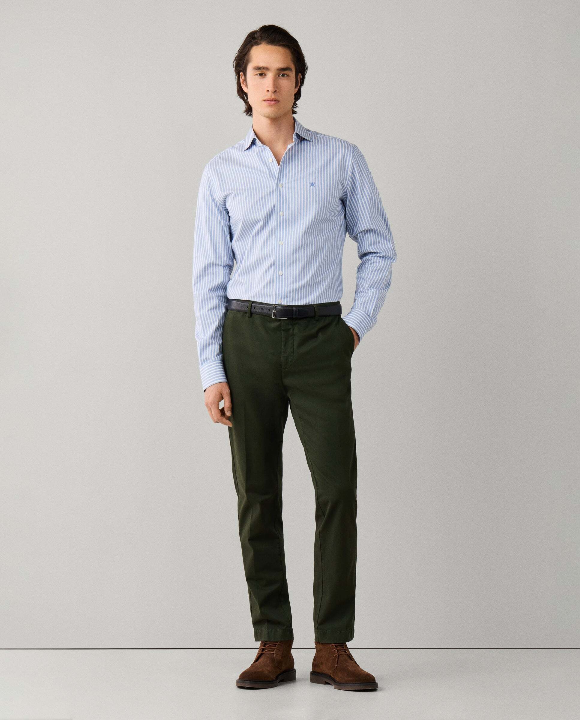 Chino kensington algodón elástico fit slim - Hackett - Verde Verde-1