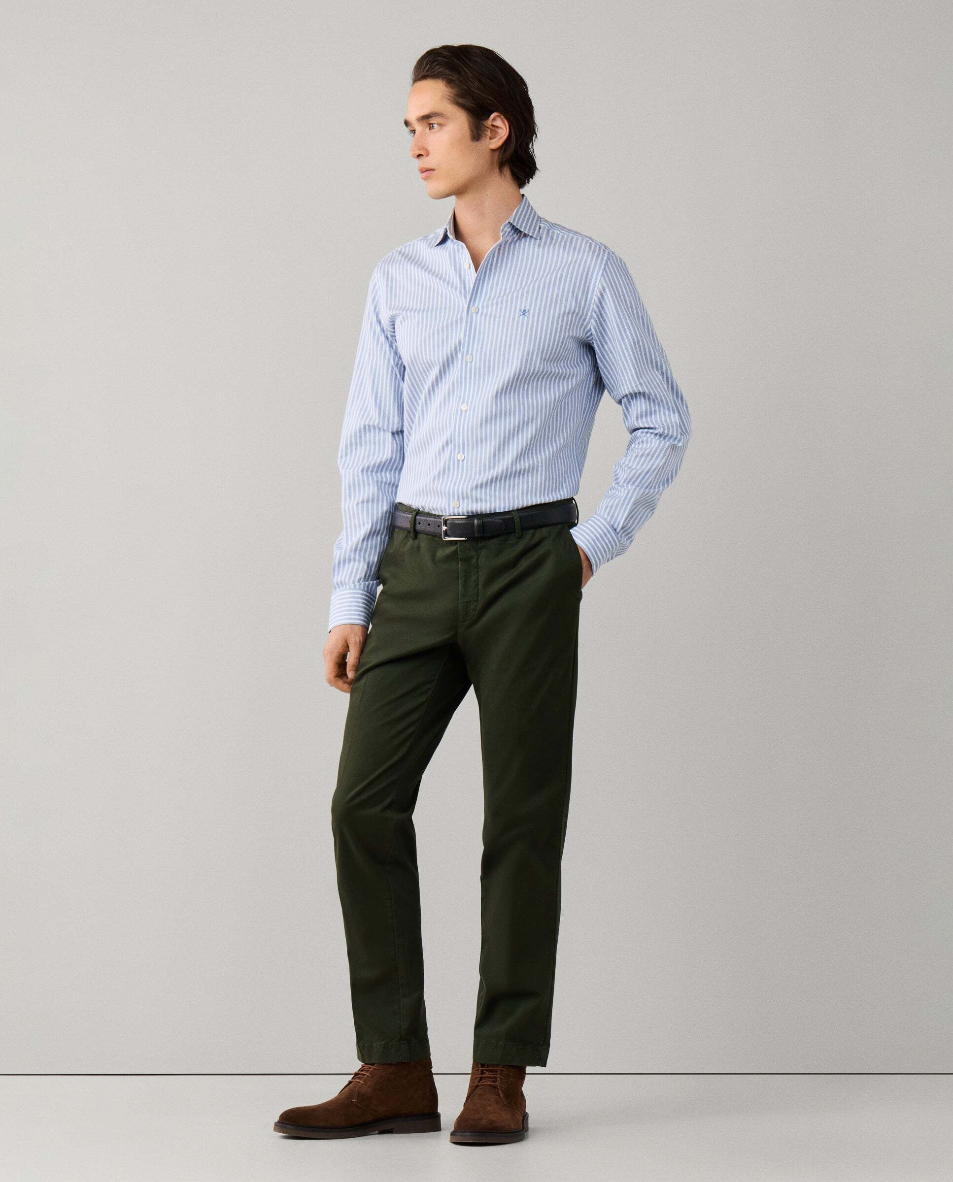 Chino kensington algodón elástico fit slim - Hackett - Verde Verde-5