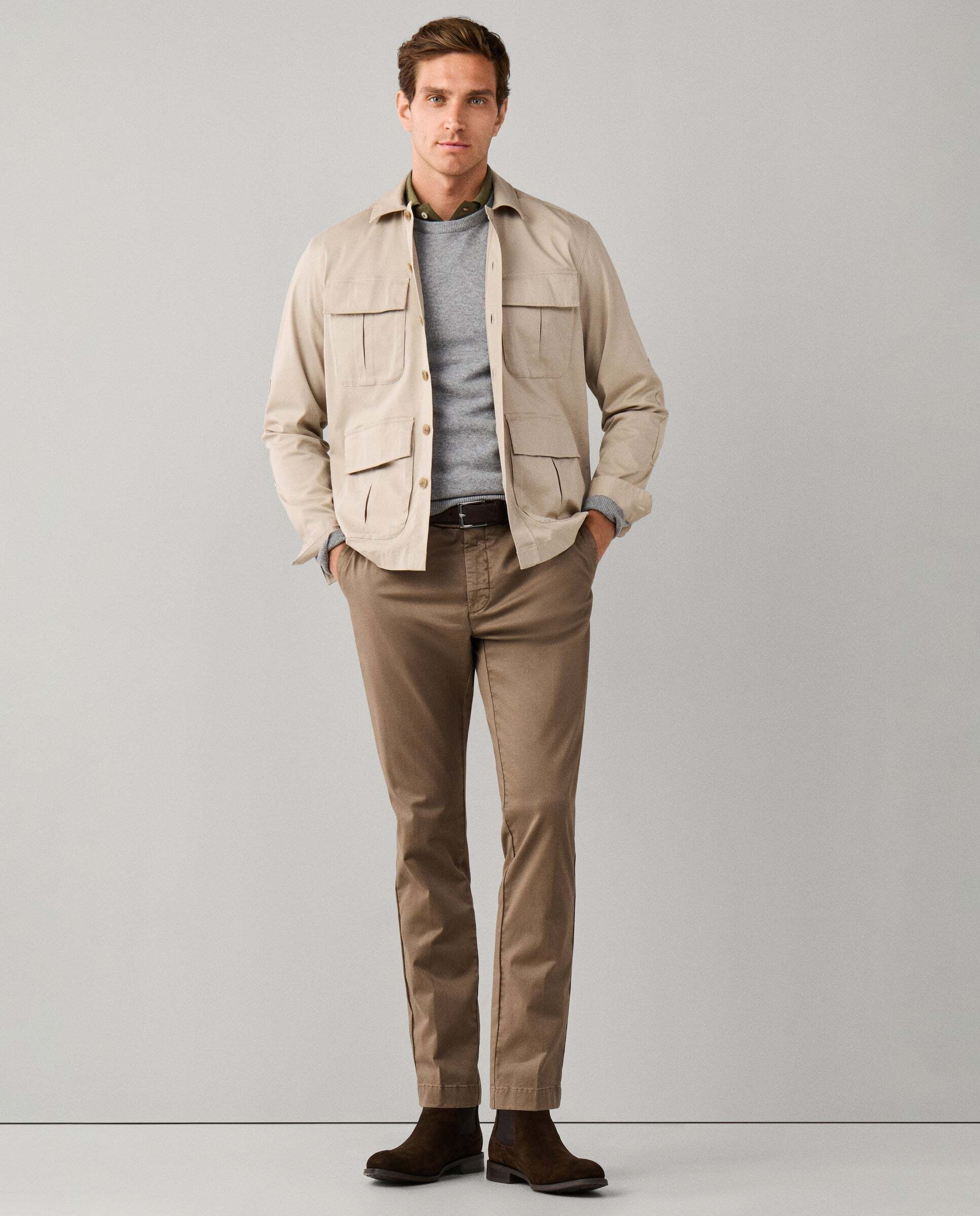 Chino kensington algodón elástico fit slim - Hackett - Beige Beige-5