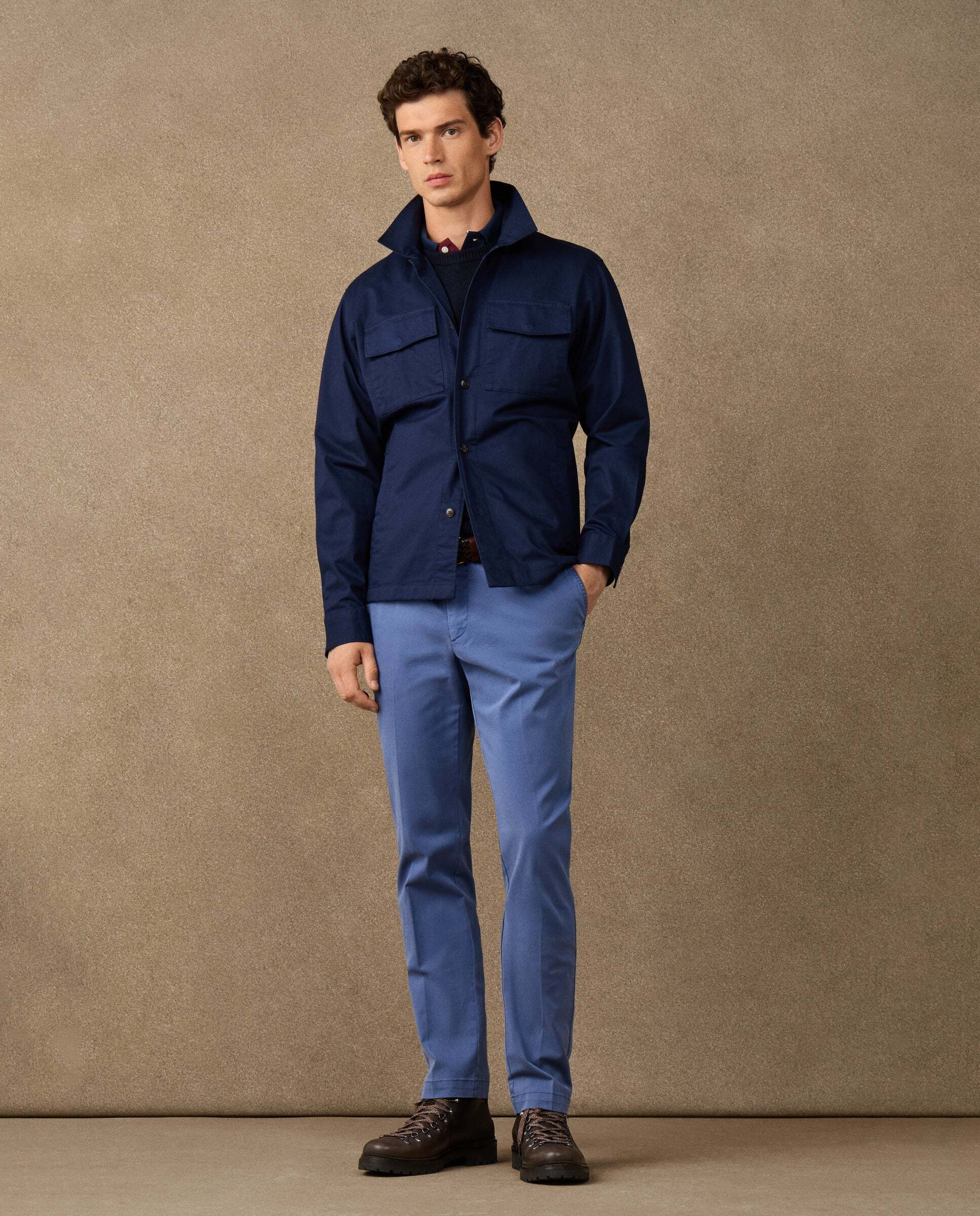 Sobrecamisa de hombre de algodón con logo - Hackett - Azul marino Azul marino-2