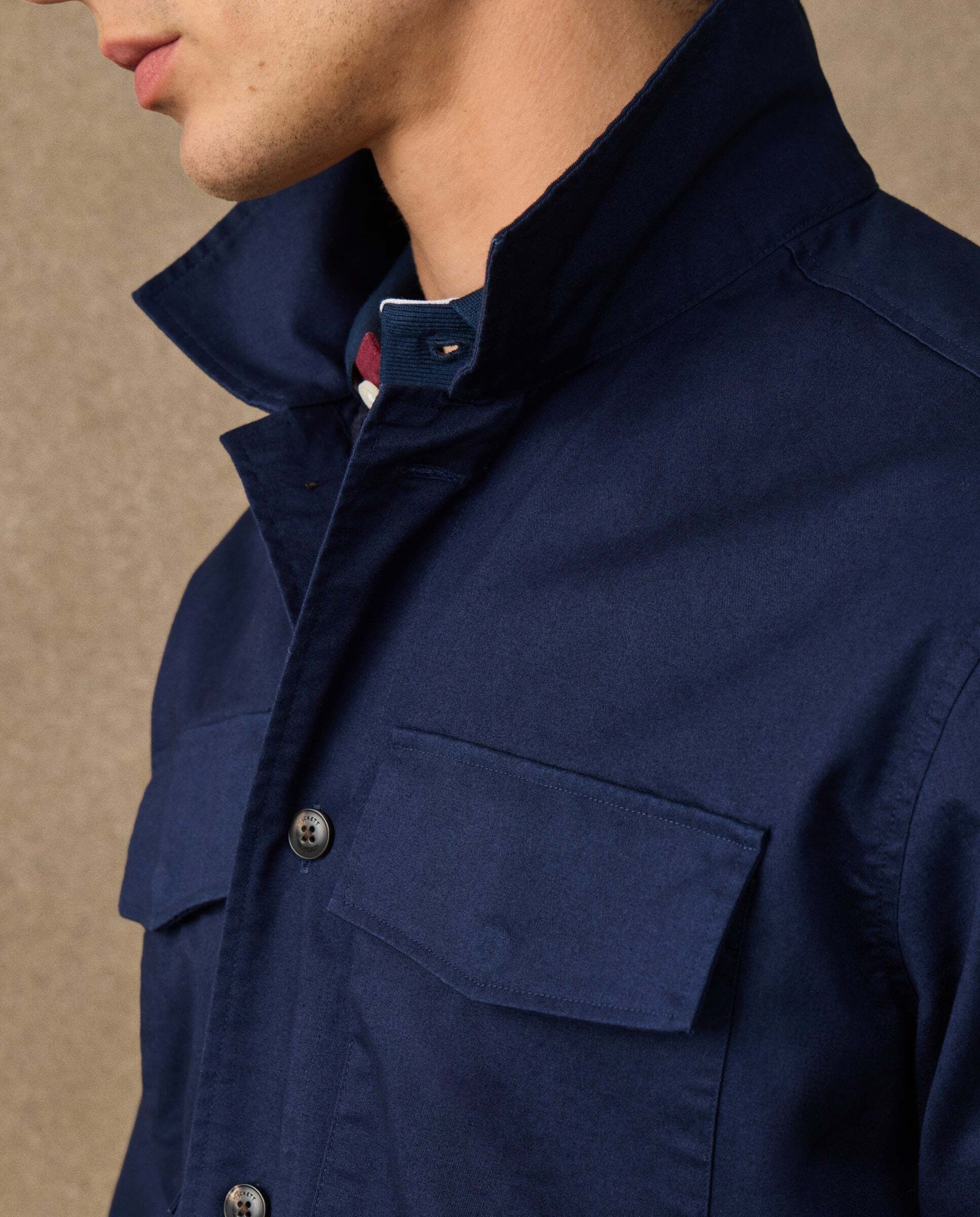 Sobrecamisa de hombre de algodón con logo - Hackett - Azul marino Azul marino-4