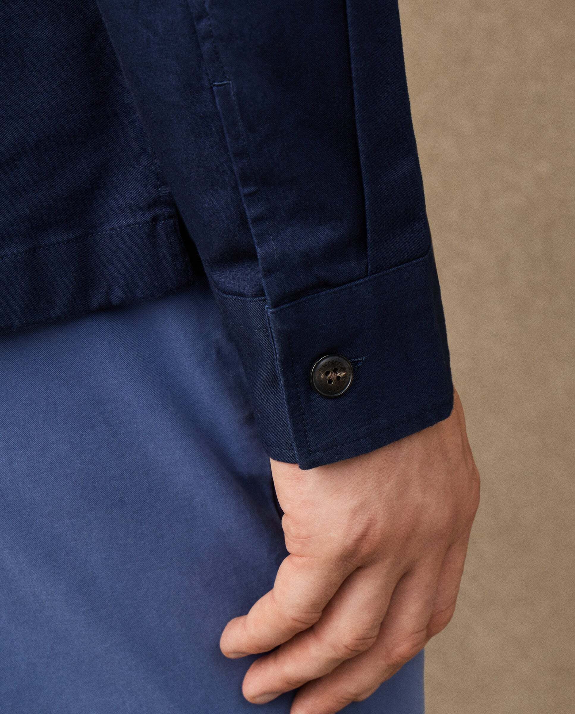 Sobrecamisa de hombre de algodón con logo - Hackett - Azul marino Azul marino-5