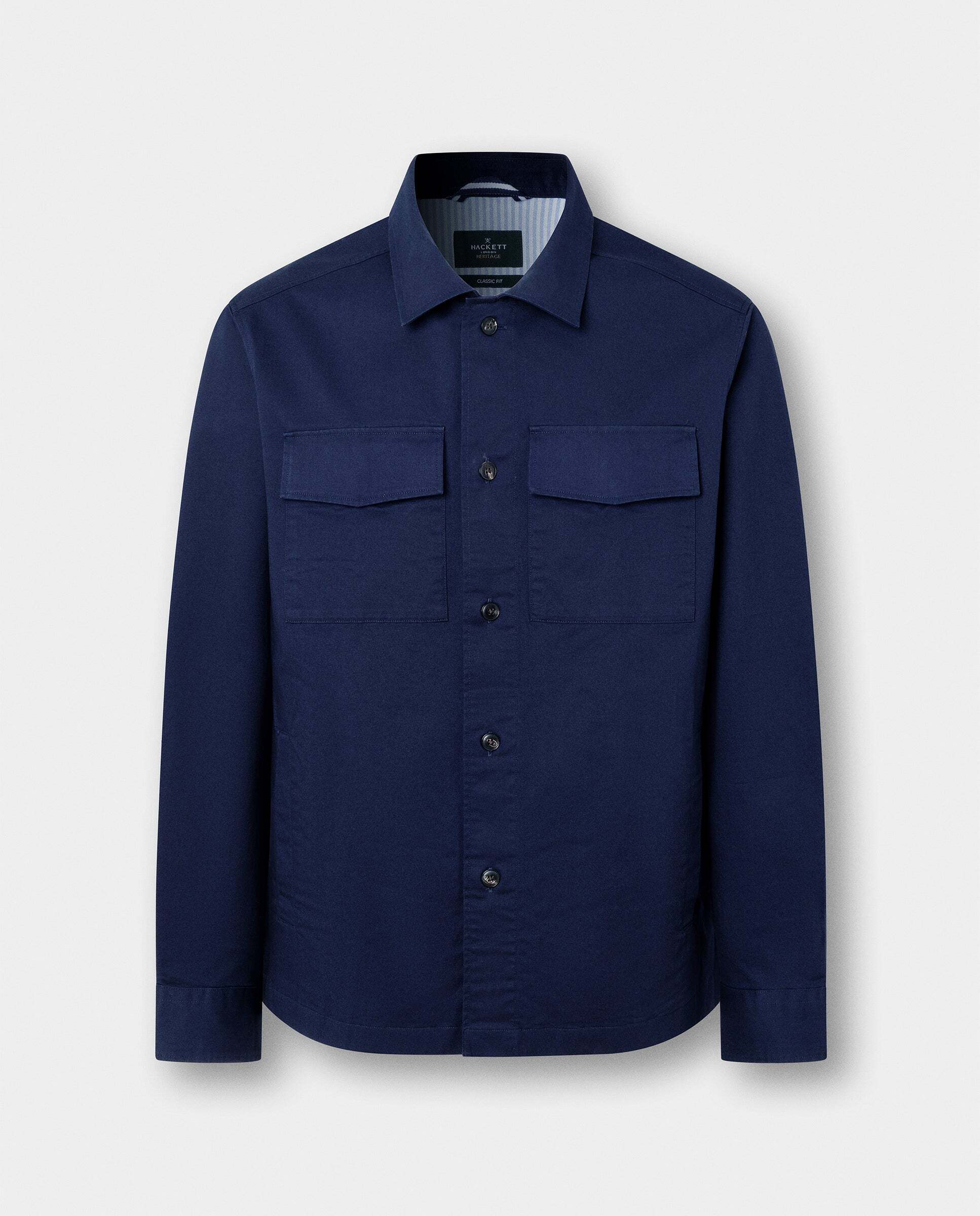 Sobrecamisa de hombre de algodón con logo - Hackett - Azul marino Azul marino-7