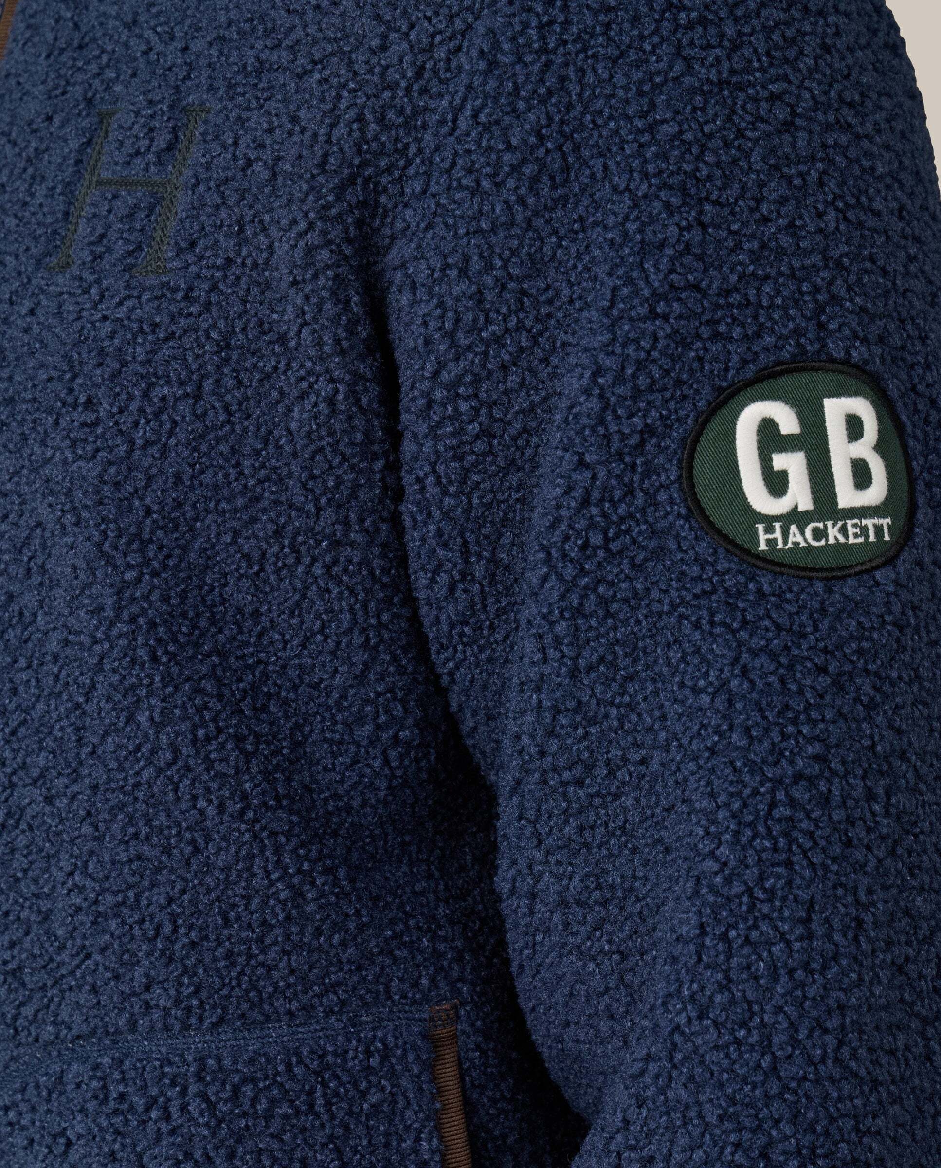 Sudadera de hombre de felpa teddy con cremallera completa y logo - Hackett - Azul Azul-7