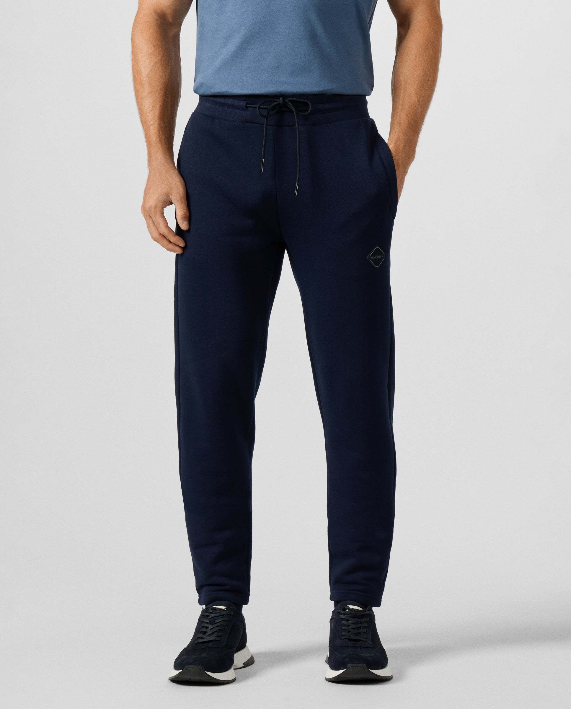 Jogger de hombre de felpa con logo luxe - Hackett - Azul marino Azul marino-1