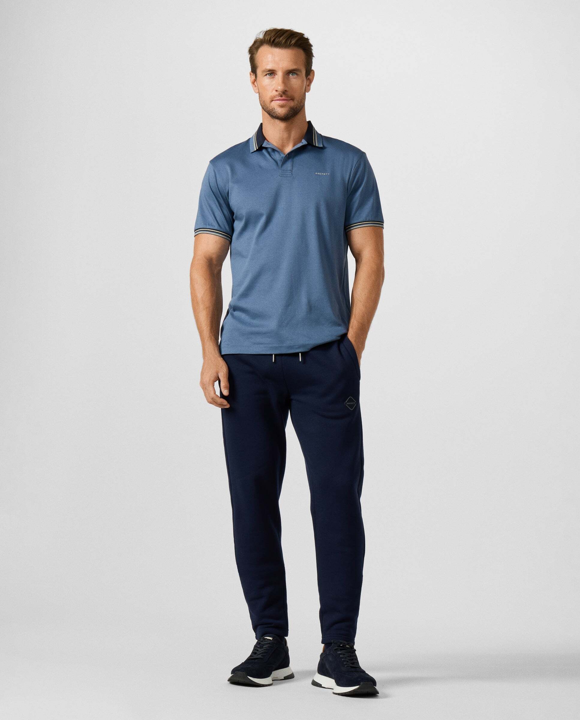 Jogger de hombre de felpa con logo luxe - Hackett - Azul marino Azul marino-2