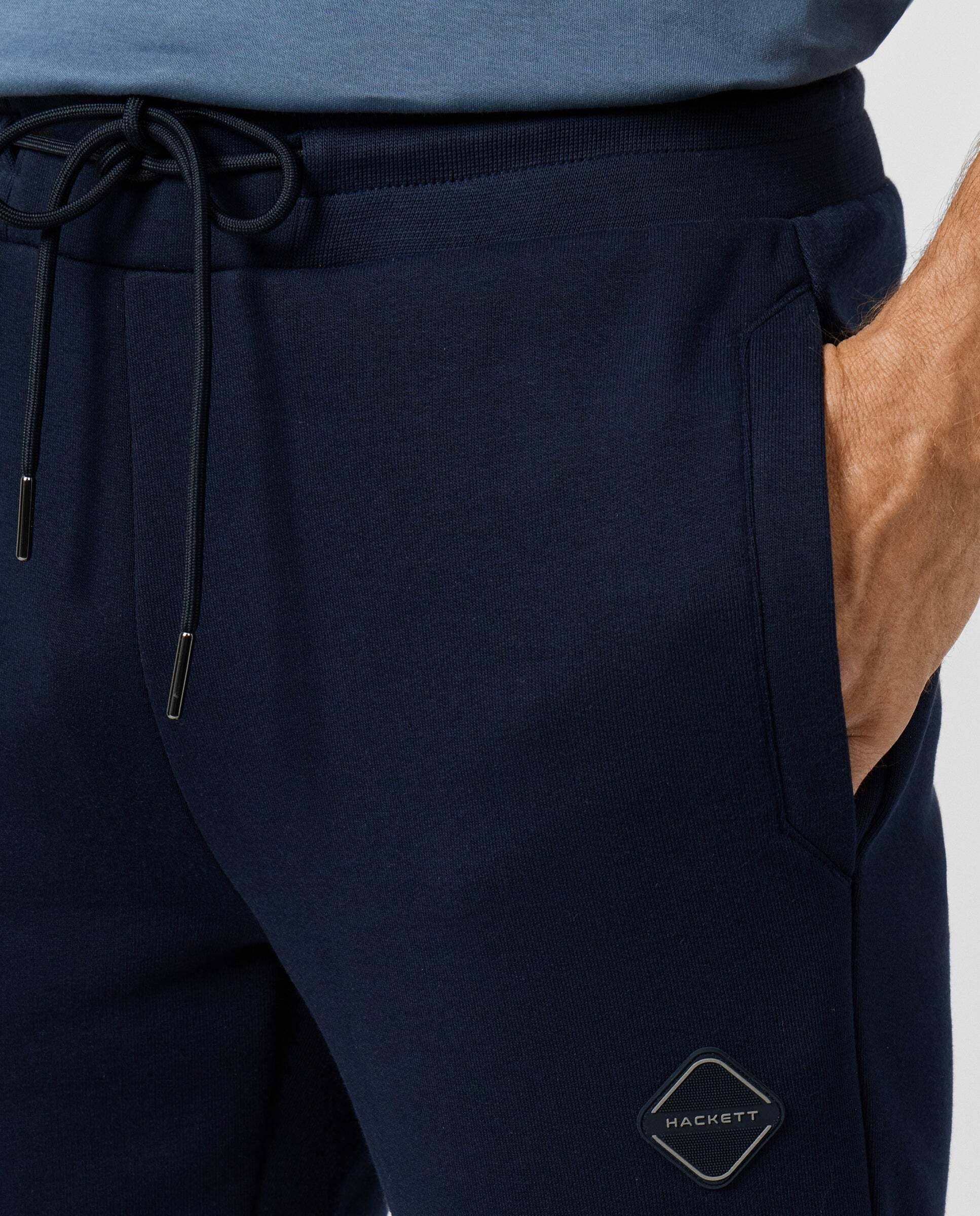 Jogger de hombre de felpa con logo luxe - Hackett - Azul marino Azul marino-3