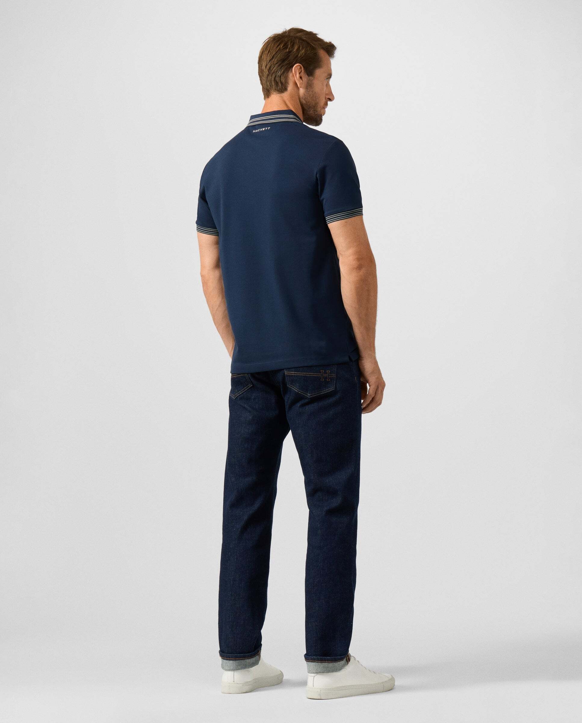 Polo de hombre manga corta con ribete micro fit clásico - Hackett - Azul marino Azul marino-3