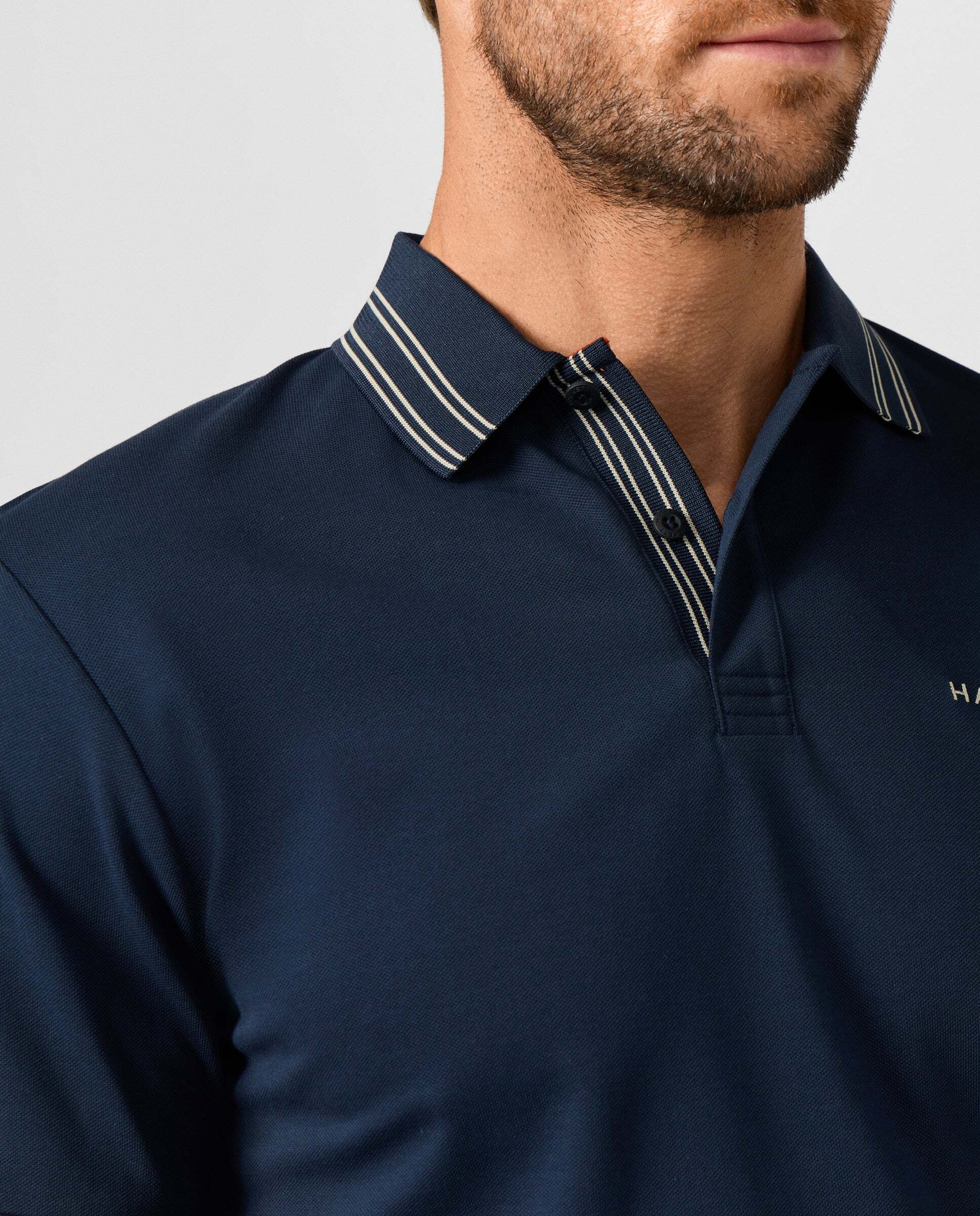 Polo de hombre manga corta con ribete micro fit clásico - Hackett - Azul marino Azul marino-4