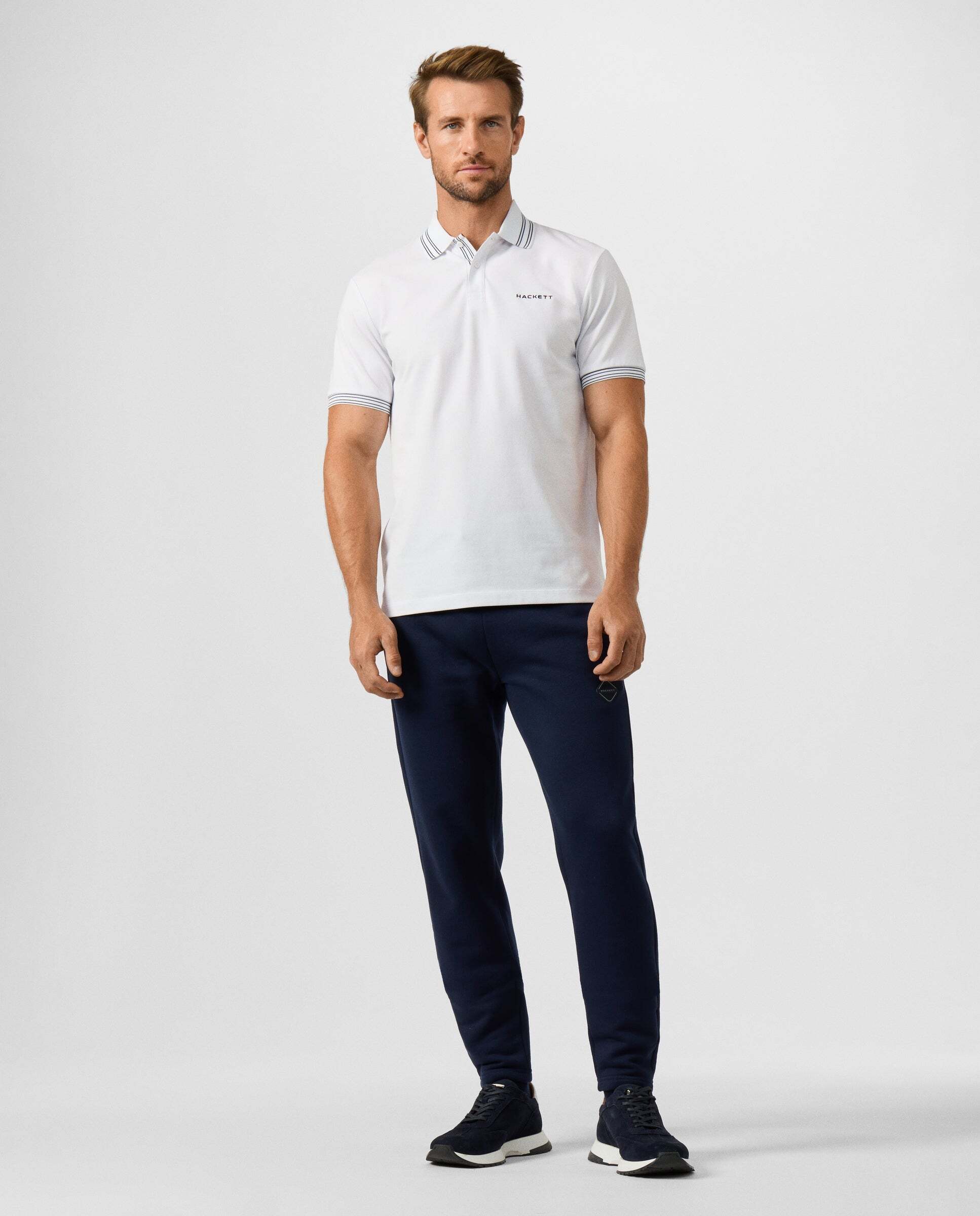 Polo de hombre manga corta con ribete micro fit clásico - Hackett - Blanco Blanco-2