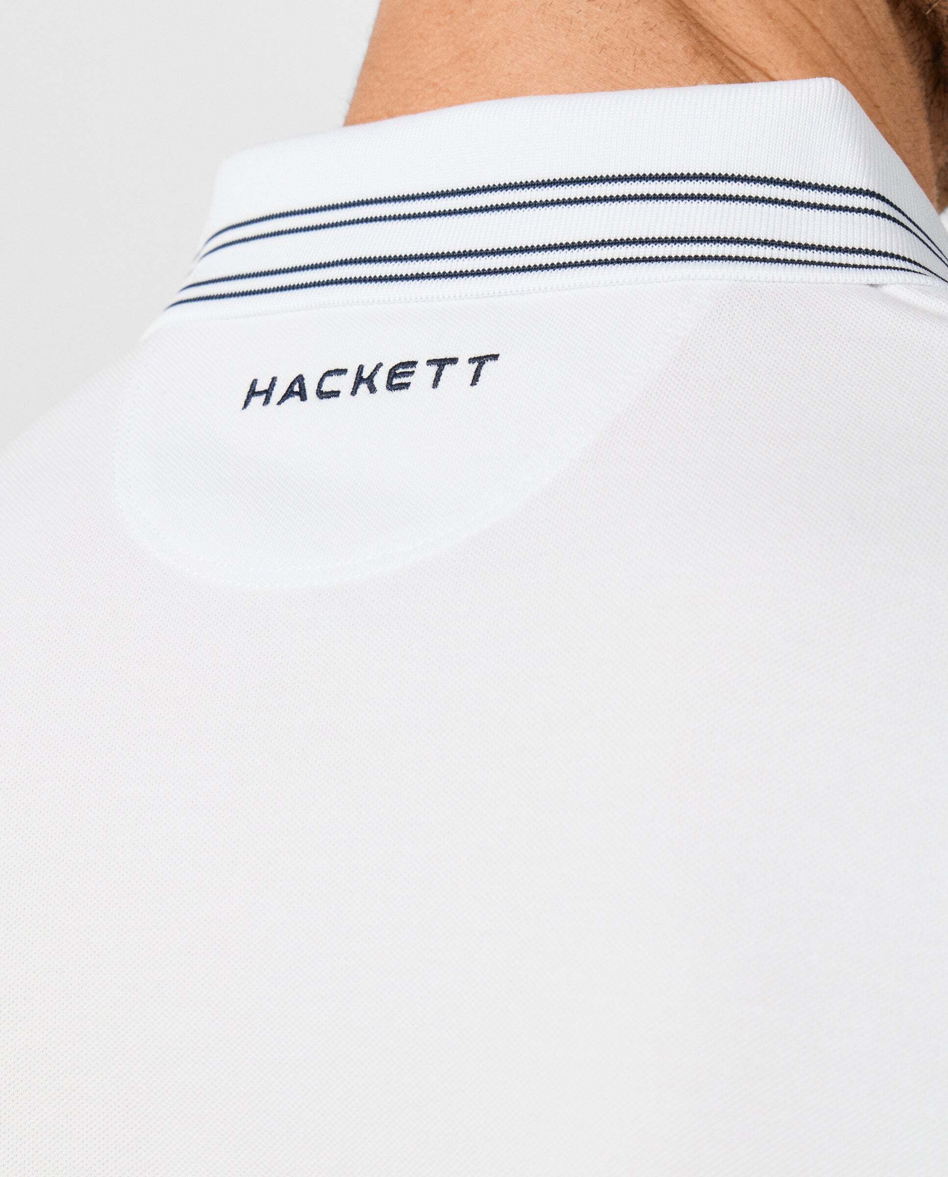 Polo de hombre manga corta con ribete micro fit clásico - Hackett - Blanco Blanco-5