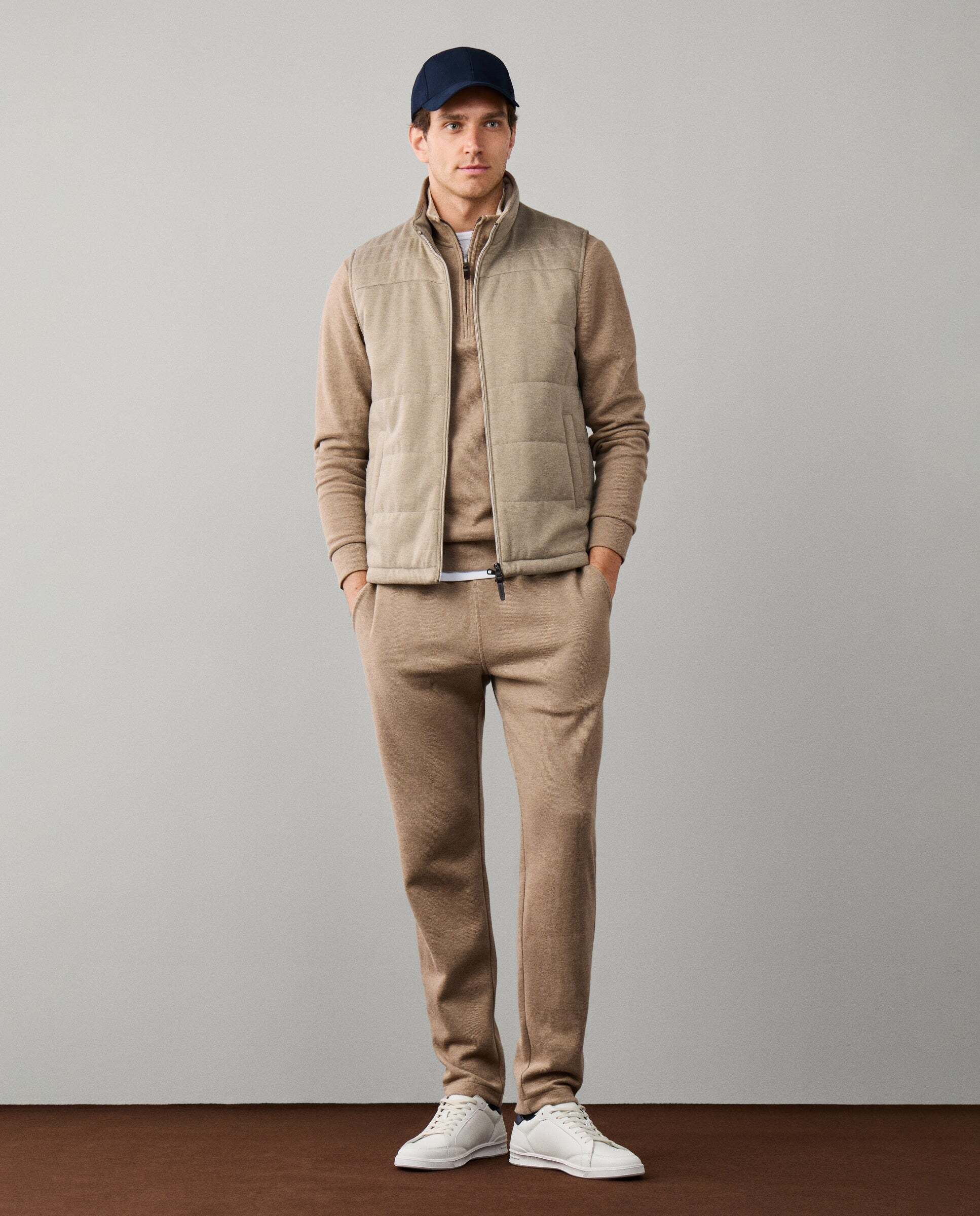 Jogger de hombre de felpa de algodón de viaje - Hackett - Beige Natural-5