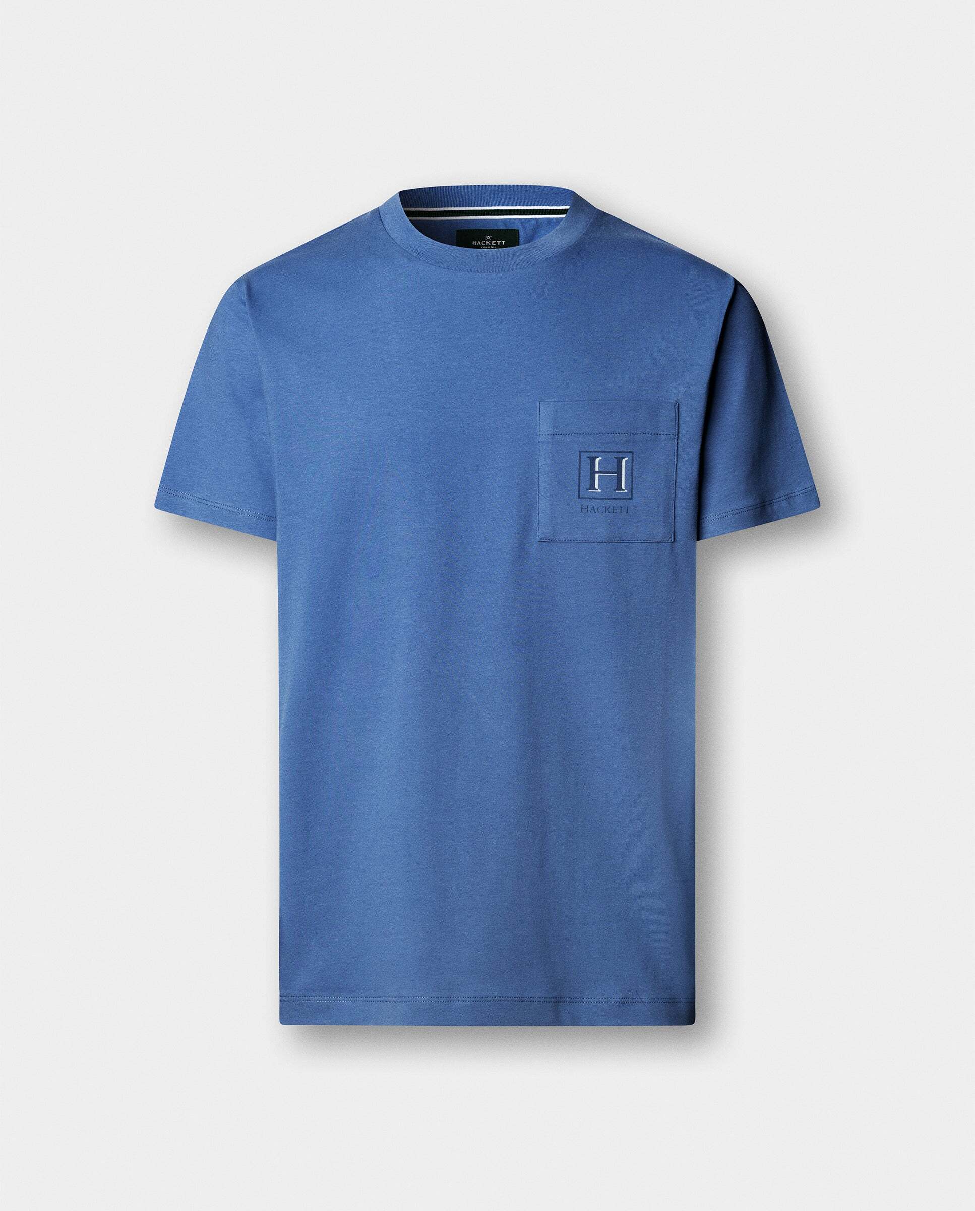 Camiseta de hombre con logo sombreado y bolsillo fit clásico - Hackett - Azul Azul-7