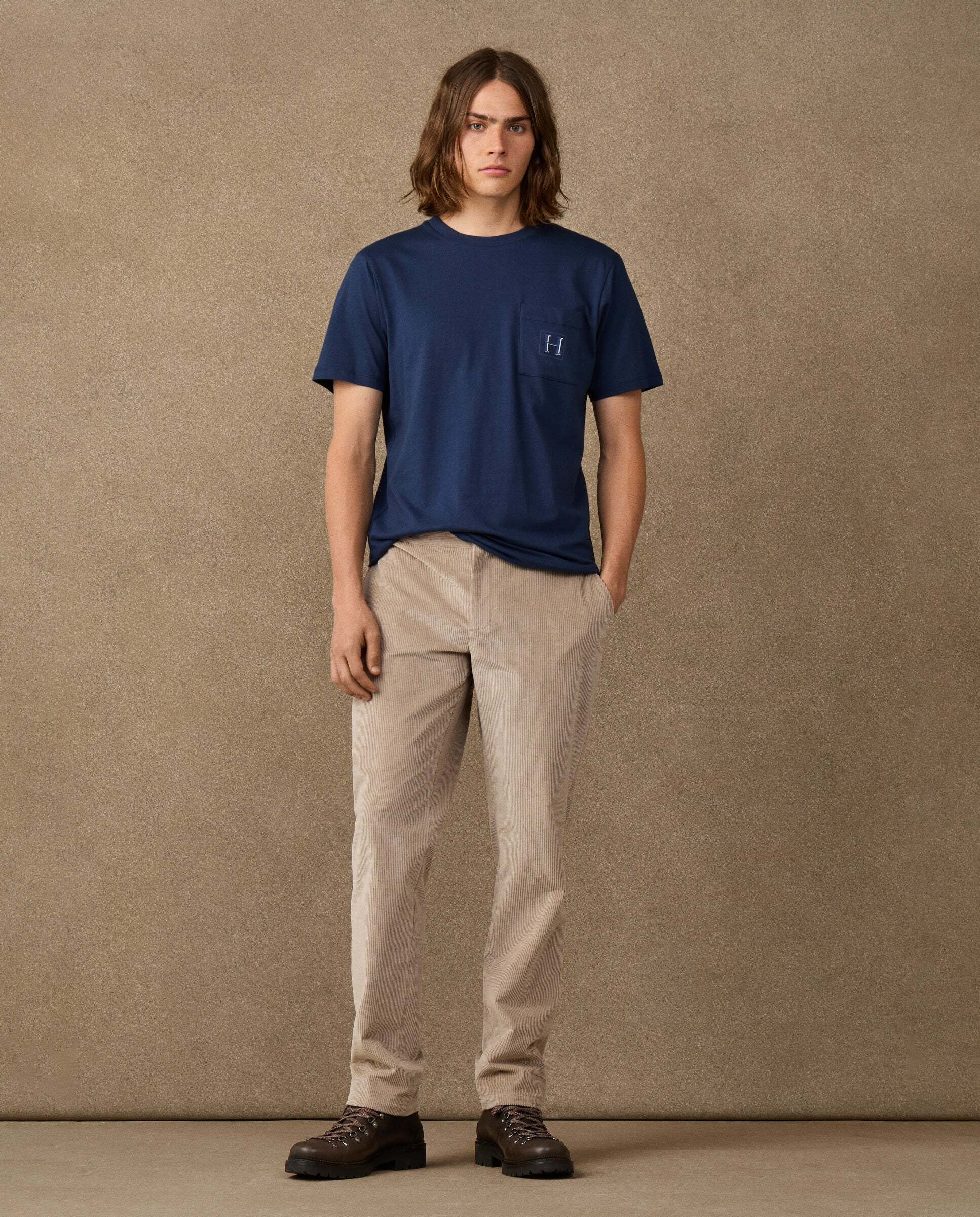 Camiseta de hombre con logo sombreado y bolsillo fit clásico - Hackett - Azul marino Azul marino-2