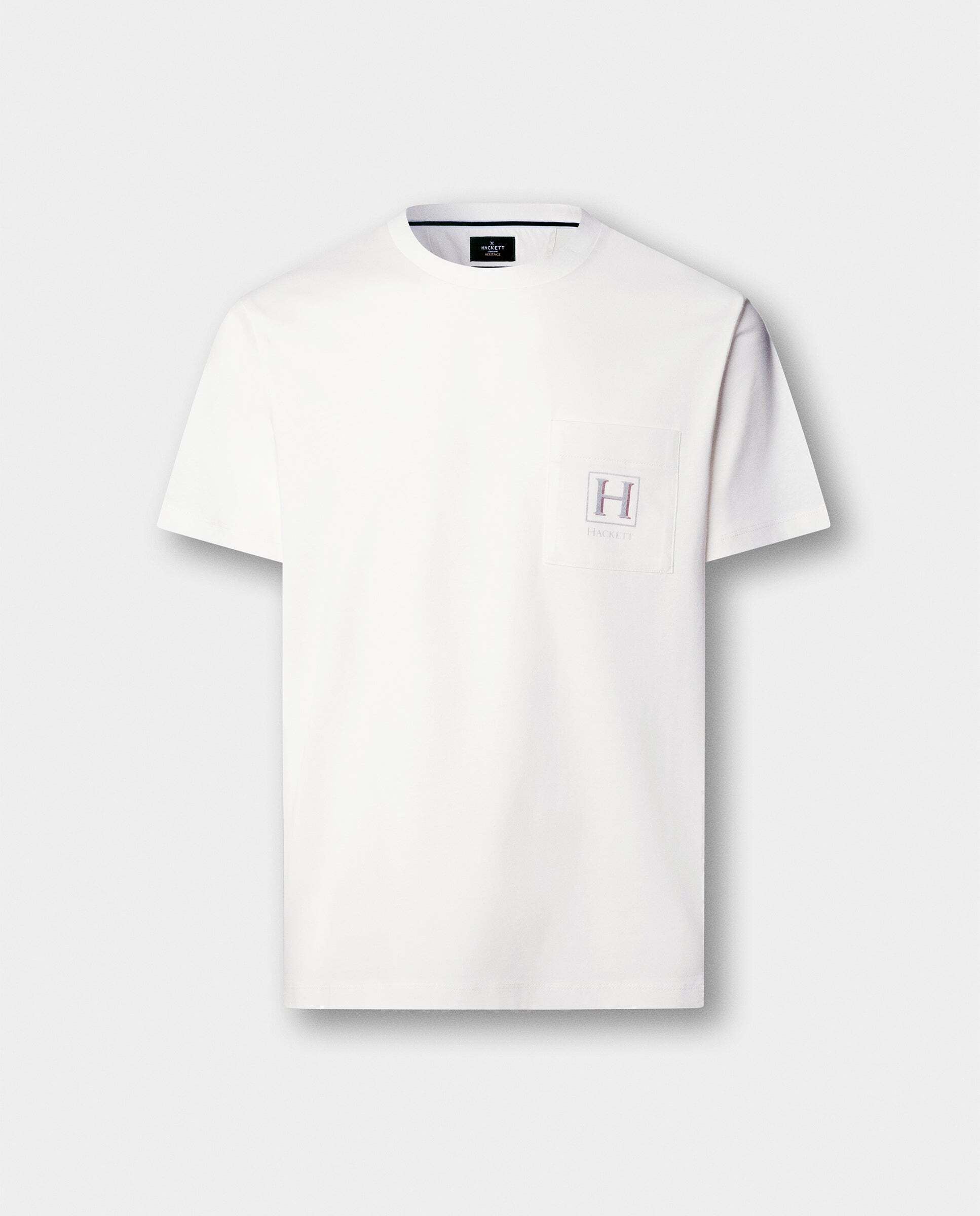 Camiseta de hombre con logo sombreado y bolsillo fit clásico - Hackett - Natural Natural-7