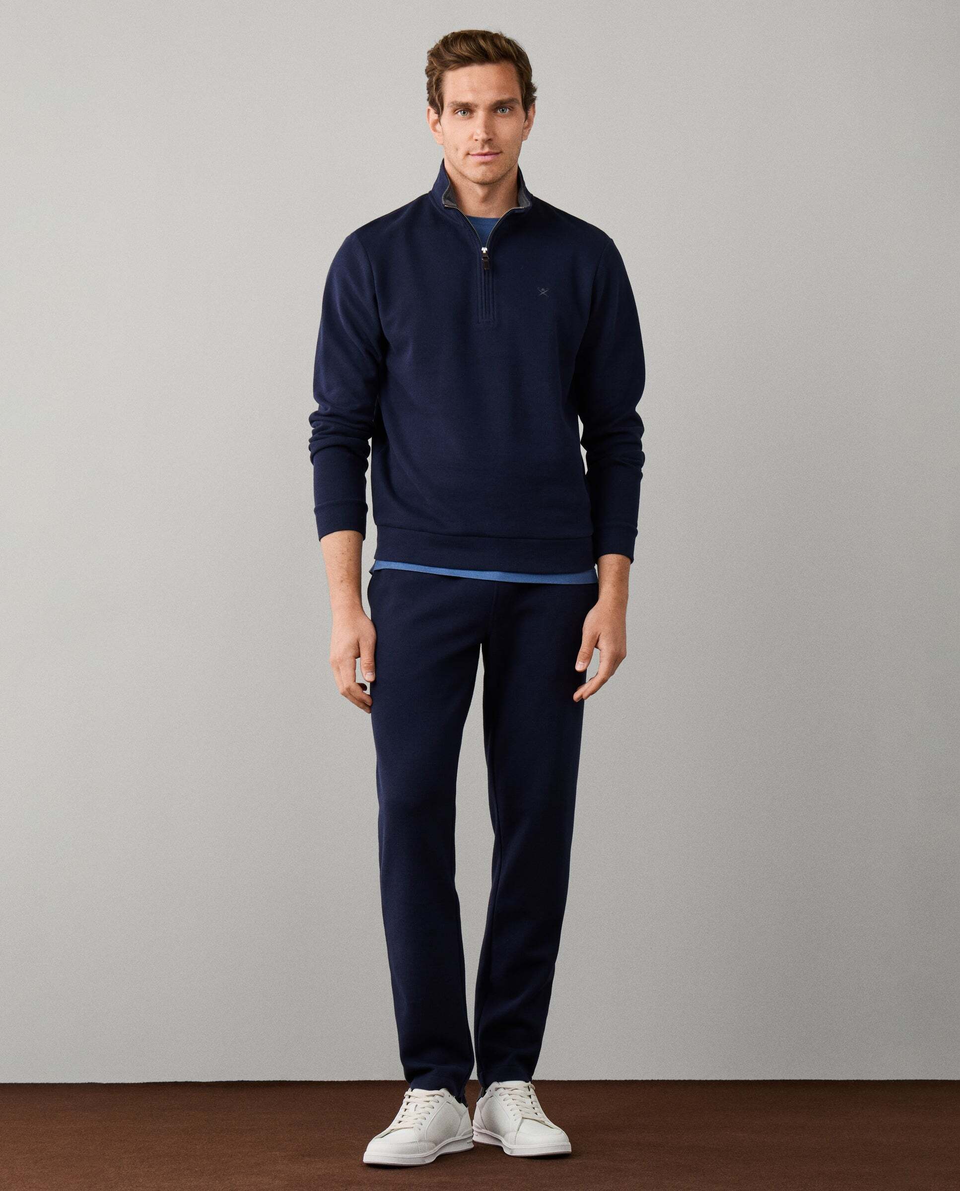 Sudadera de hombre de algodón con cremallera de un cuarto para viaje - Hackett - Azul Azul-2