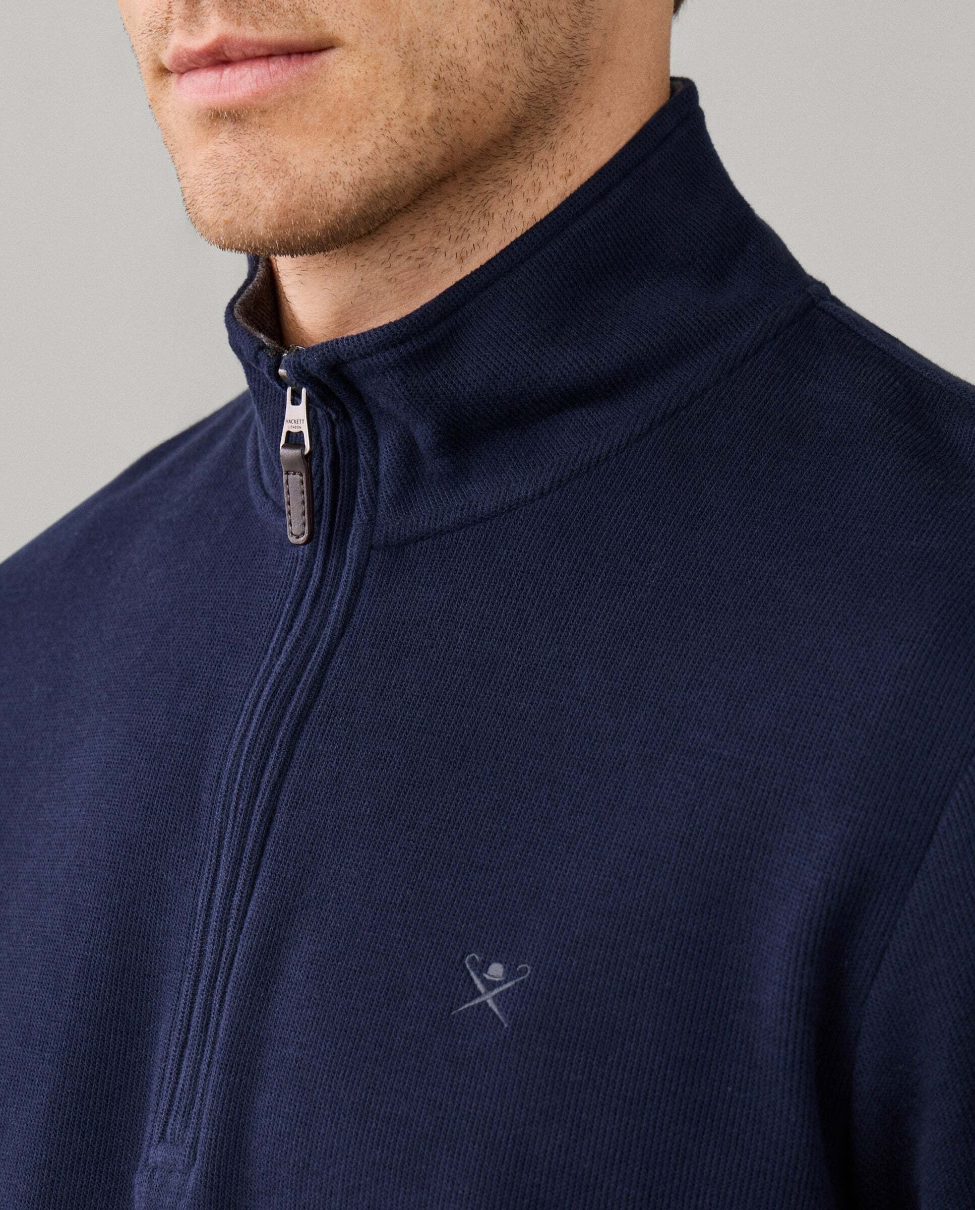 Sudadera de hombre de algodón con cremallera de un cuarto para viaje - Hackett - Azul Azul-4
