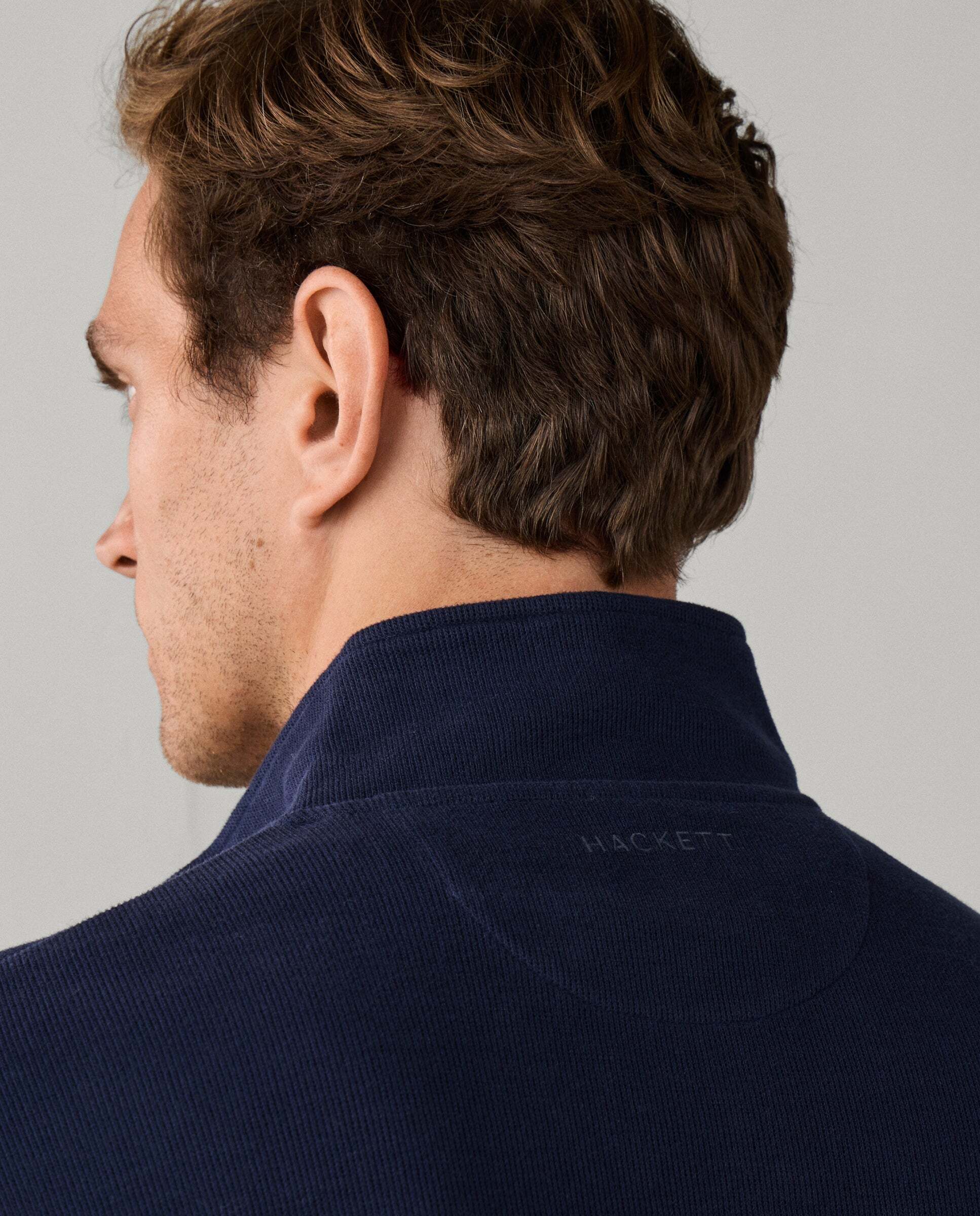 Sudadera de hombre de algodón con cremallera de un cuarto para viaje - Hackett - Azul Azul-5
