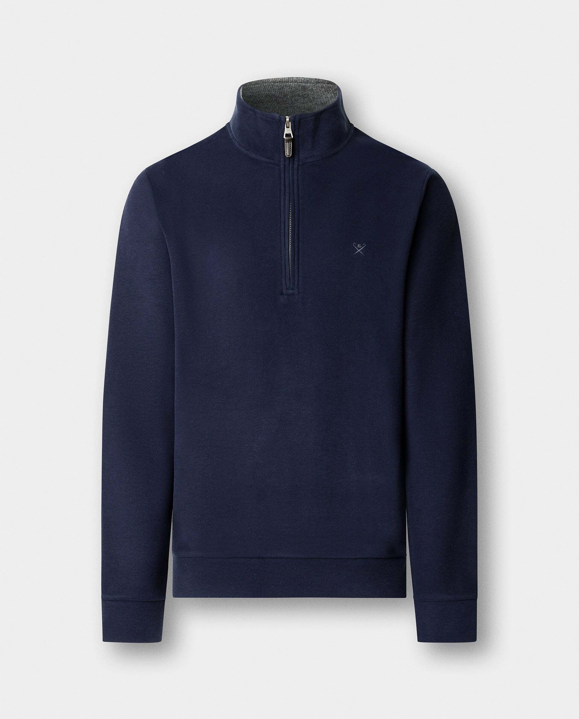 Sudadera de hombre de algodón con cremallera de un cuarto para viaje - Hackett - Azul Azul-7