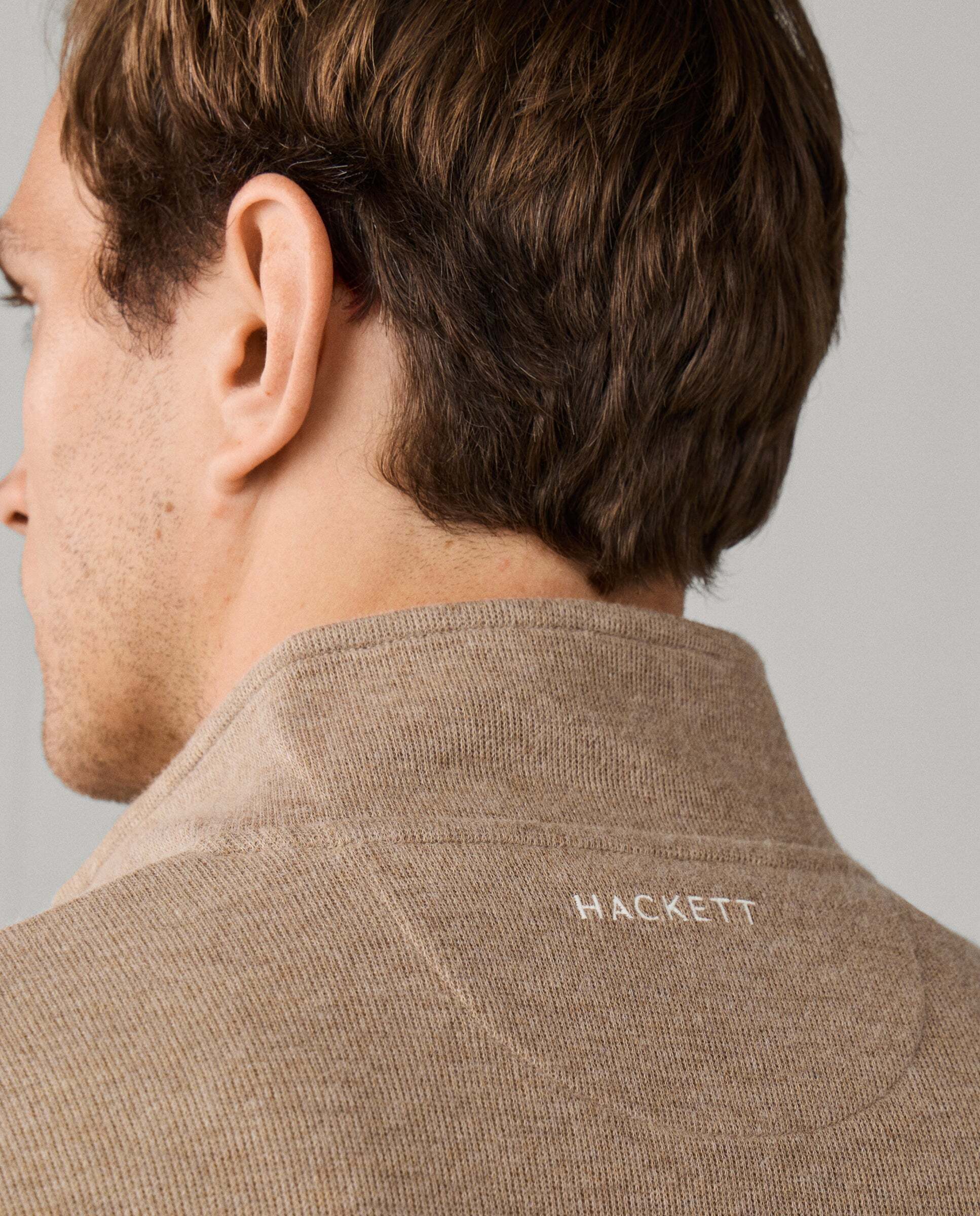 Sudadera de hombre de algodón con cremallera de un cuarto para viaje - Hackett - Natural Natural-5
